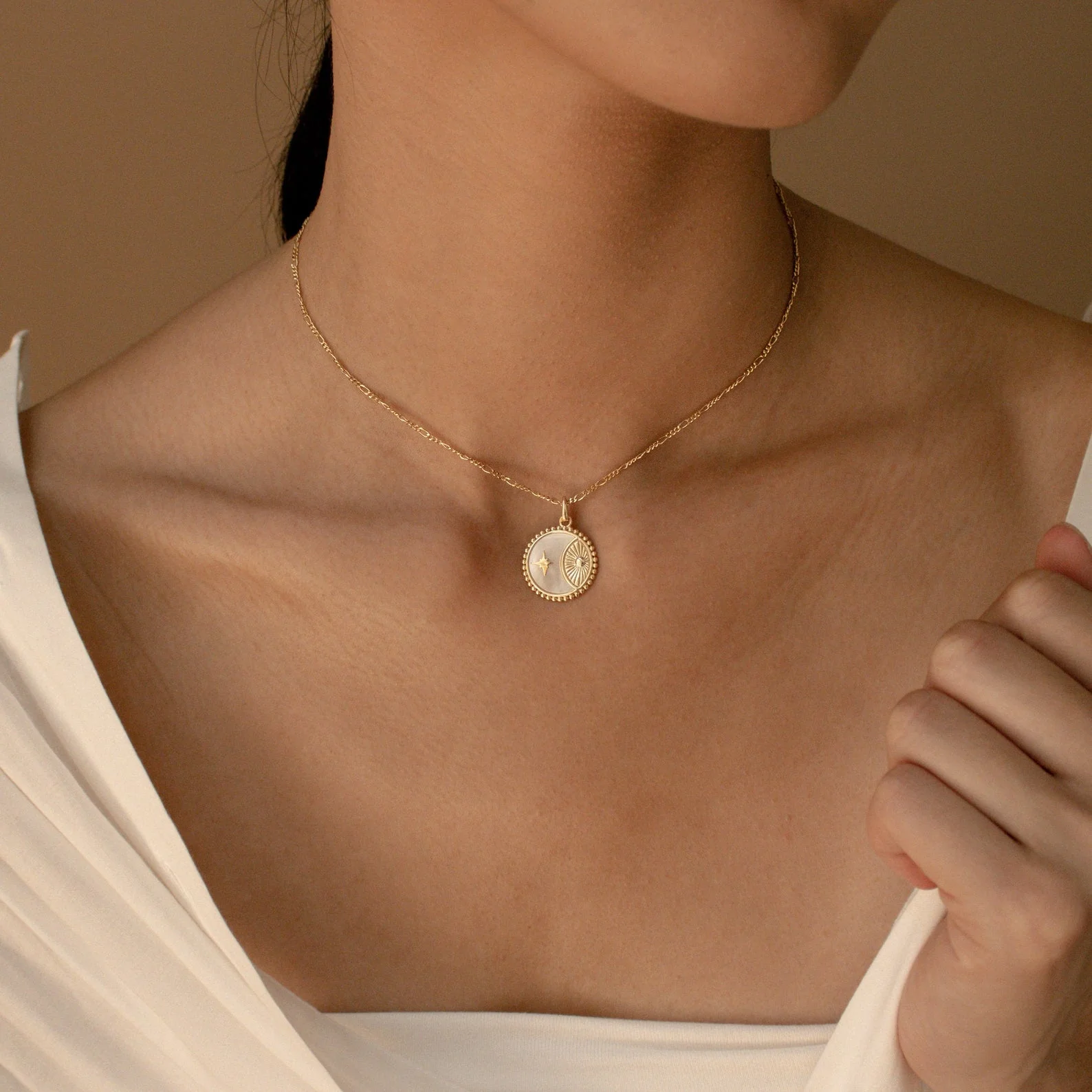 Gabi Coin Necklace in 18K Gold - Image 2
