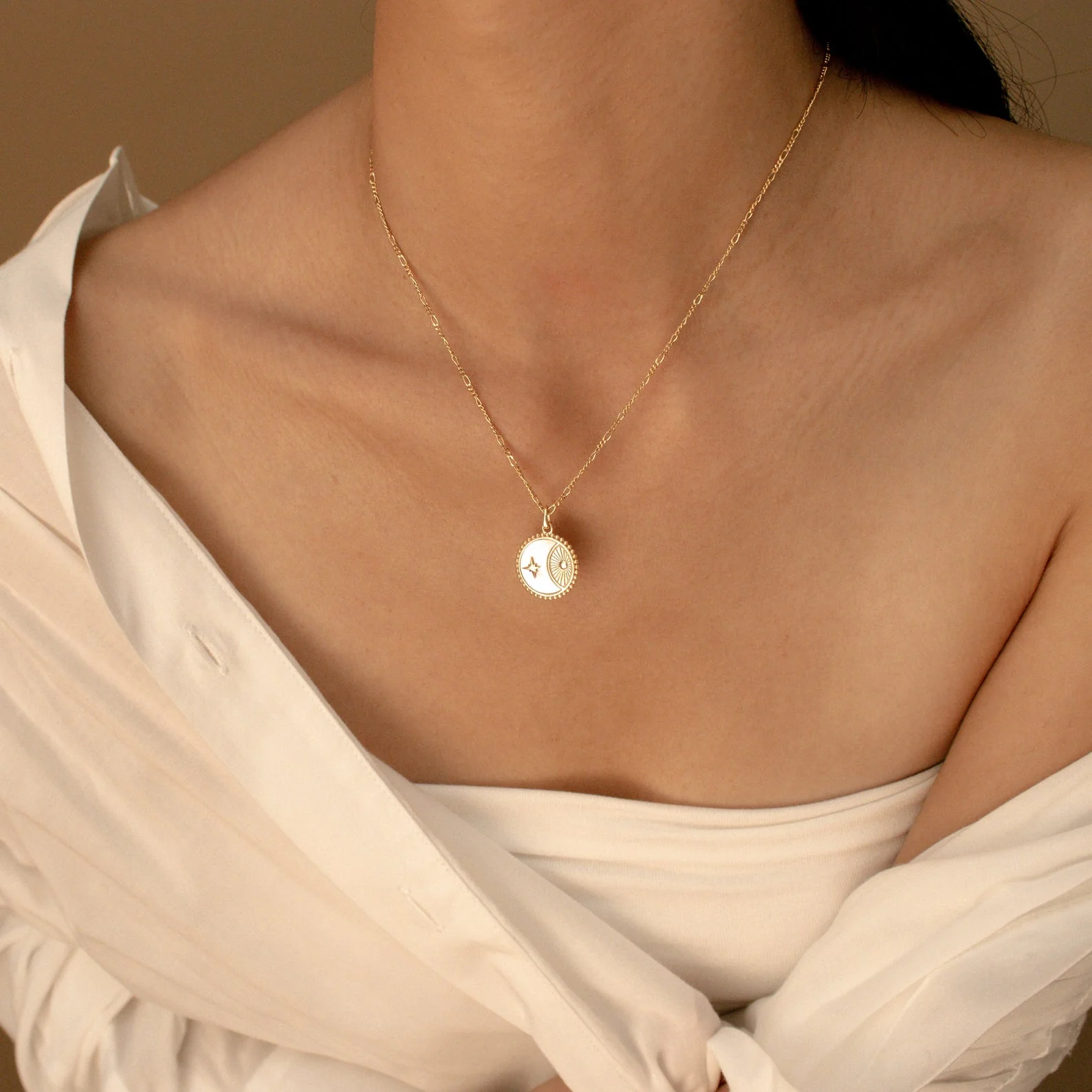 Gabi Coin Necklace in 18K Gold - Image 4