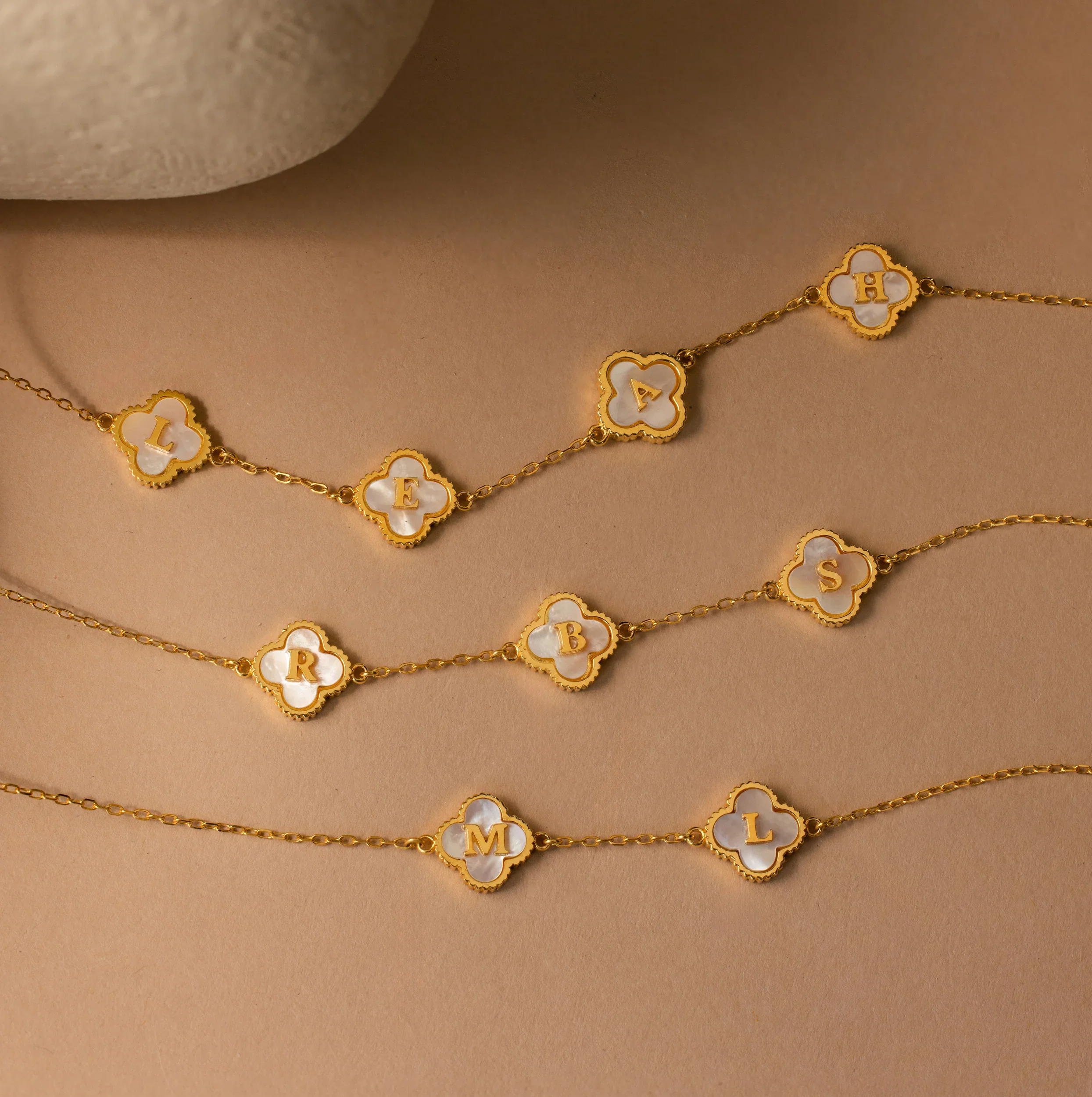 Gemstone Clover Letter Necklace - Image 5