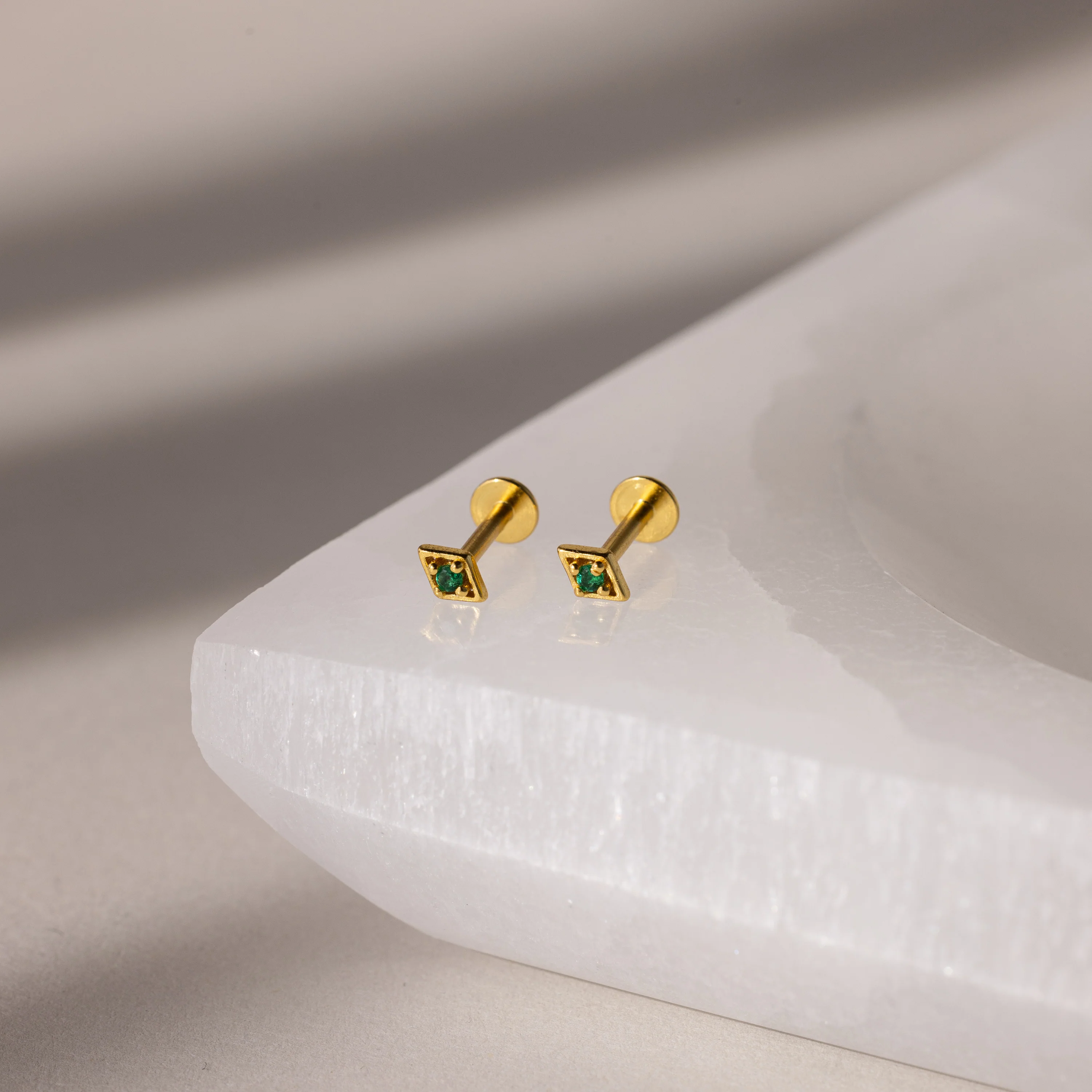 Geometric Emerald Flat Back Studs