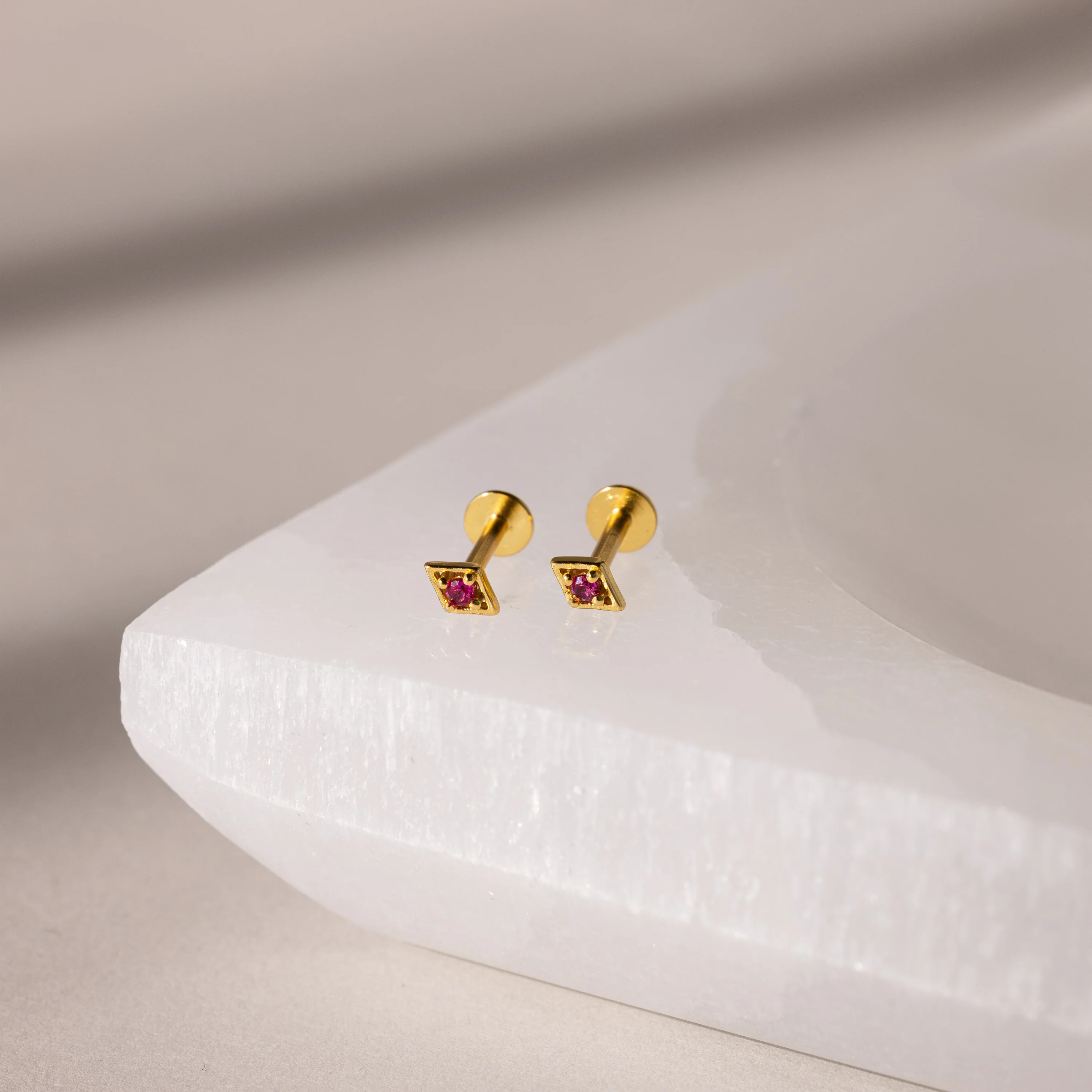Geometric Ruby Flat Back Studs
