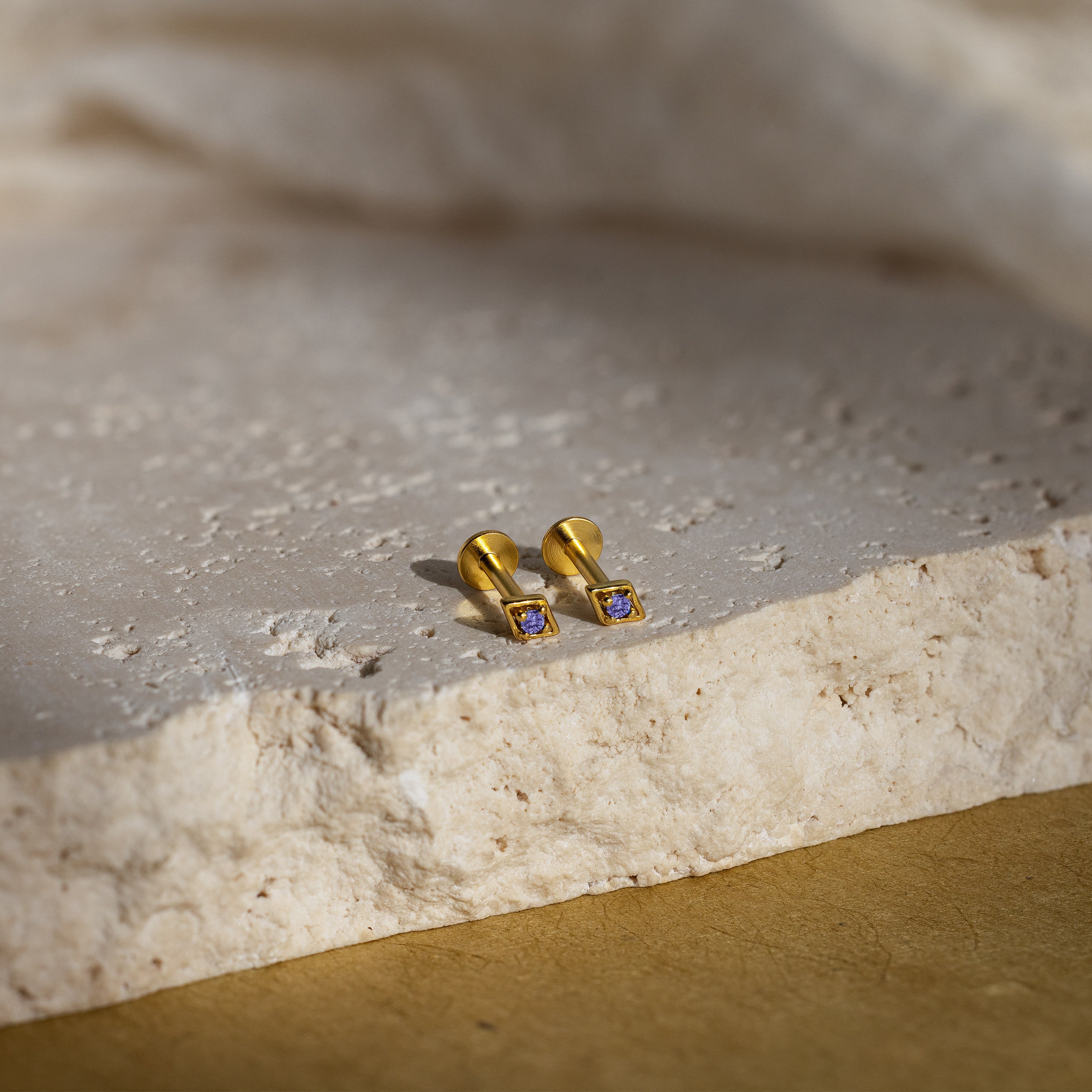 Geometric Amethyst Flat Back Studs