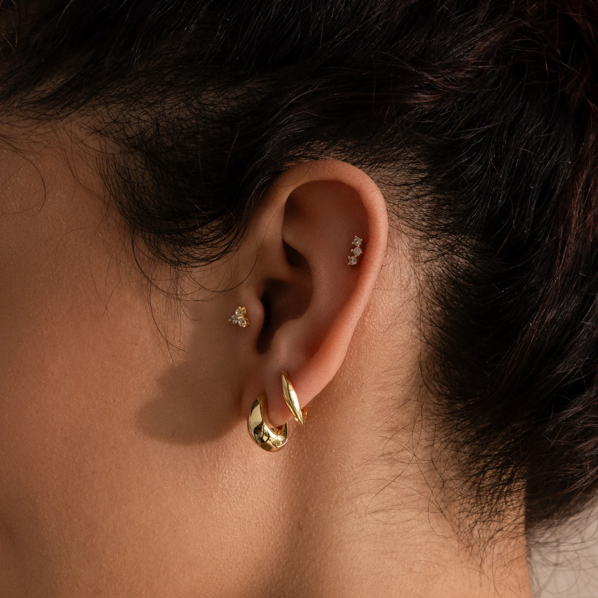 Geometric Leaf Hoop Earrings - Image 7