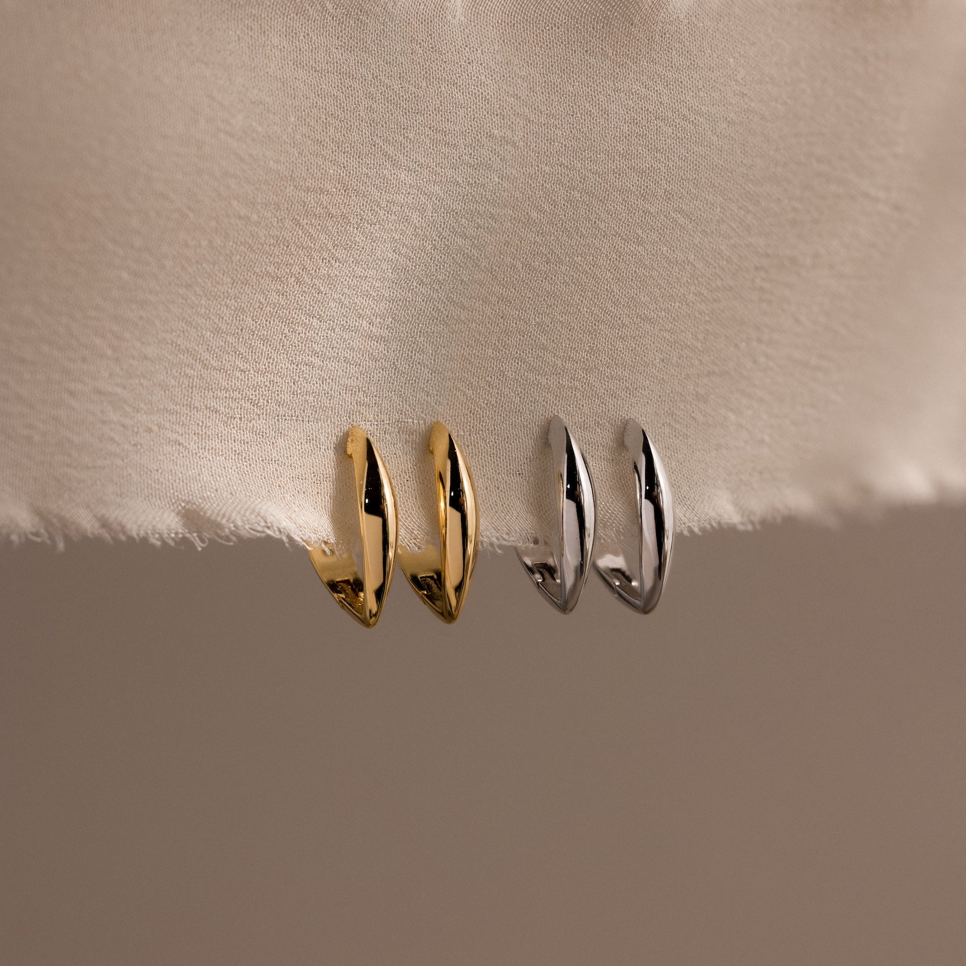 Geometric Leaf Hoop Earrings - Image 8