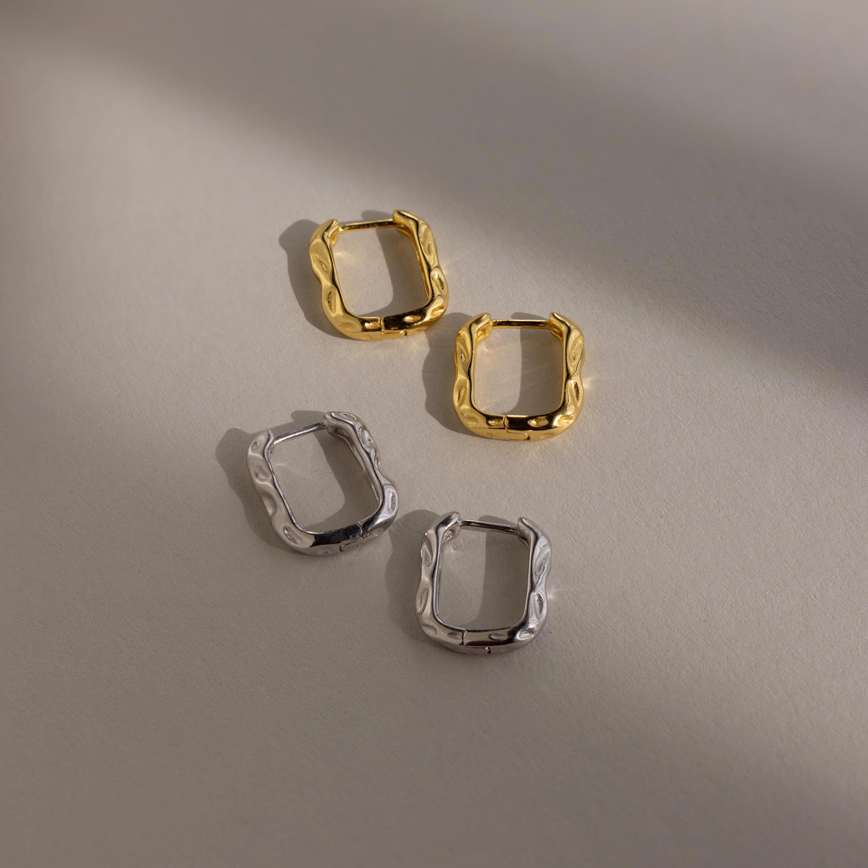 Hammered Rectangle Hoops - Image 3