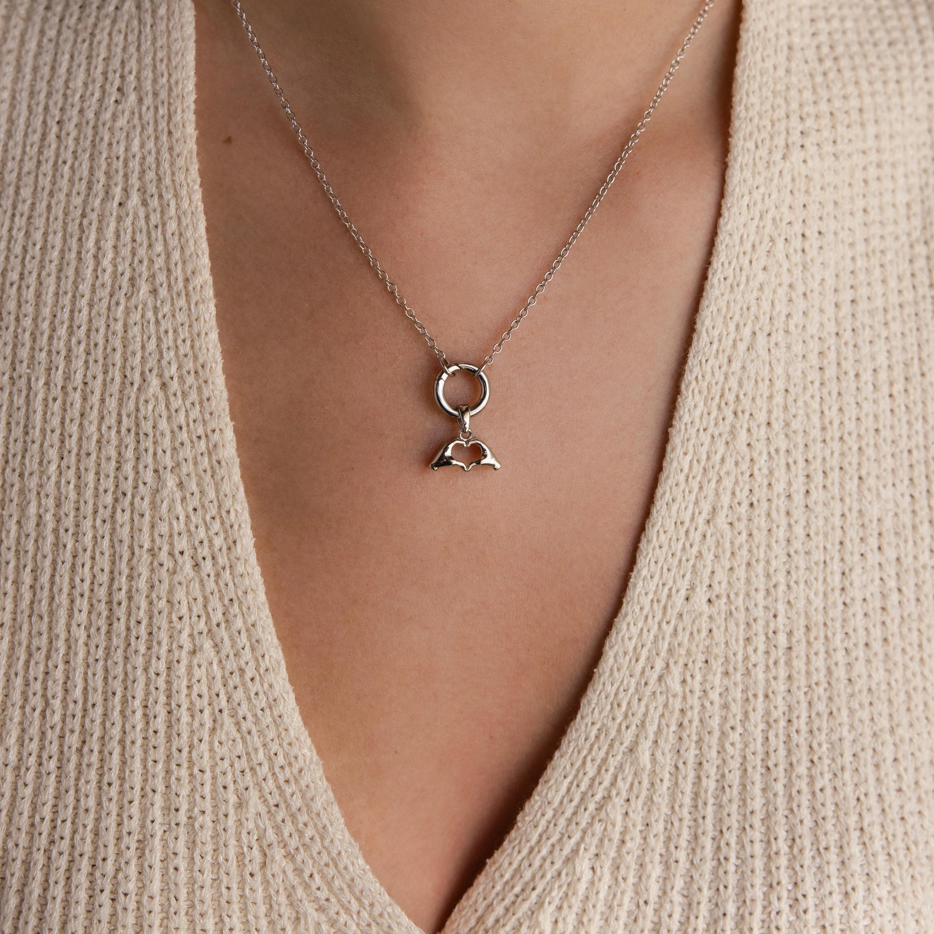 Heart Hand Charm in Silver - Image 2