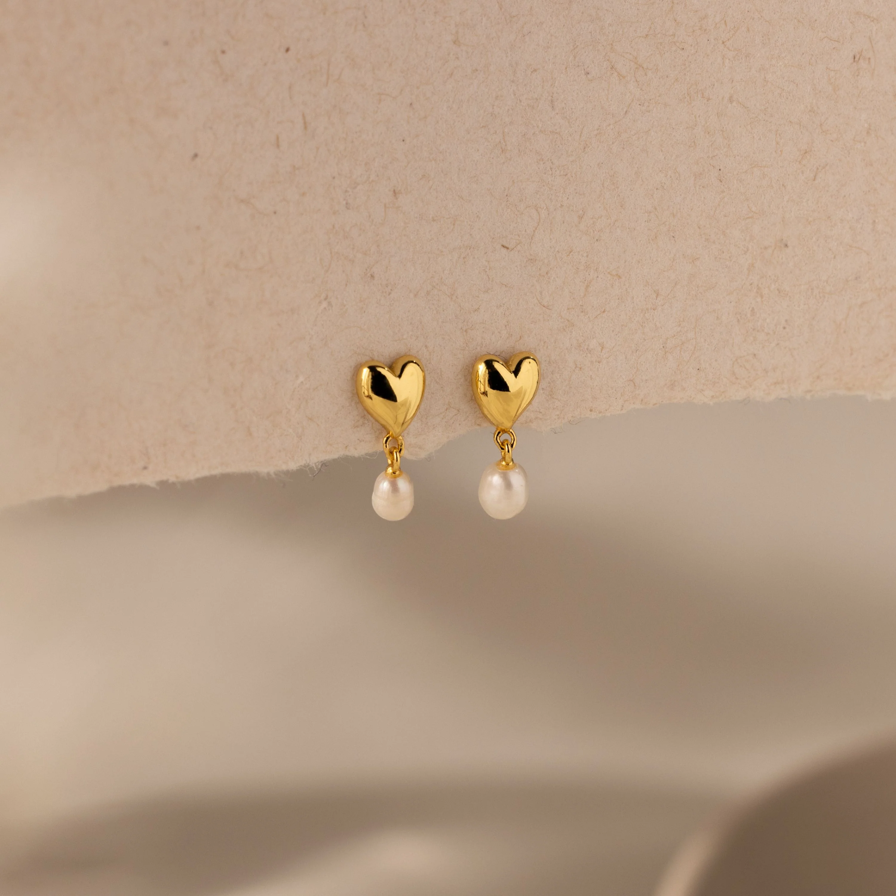 Heart Pearl Drop Earrings - Image 3