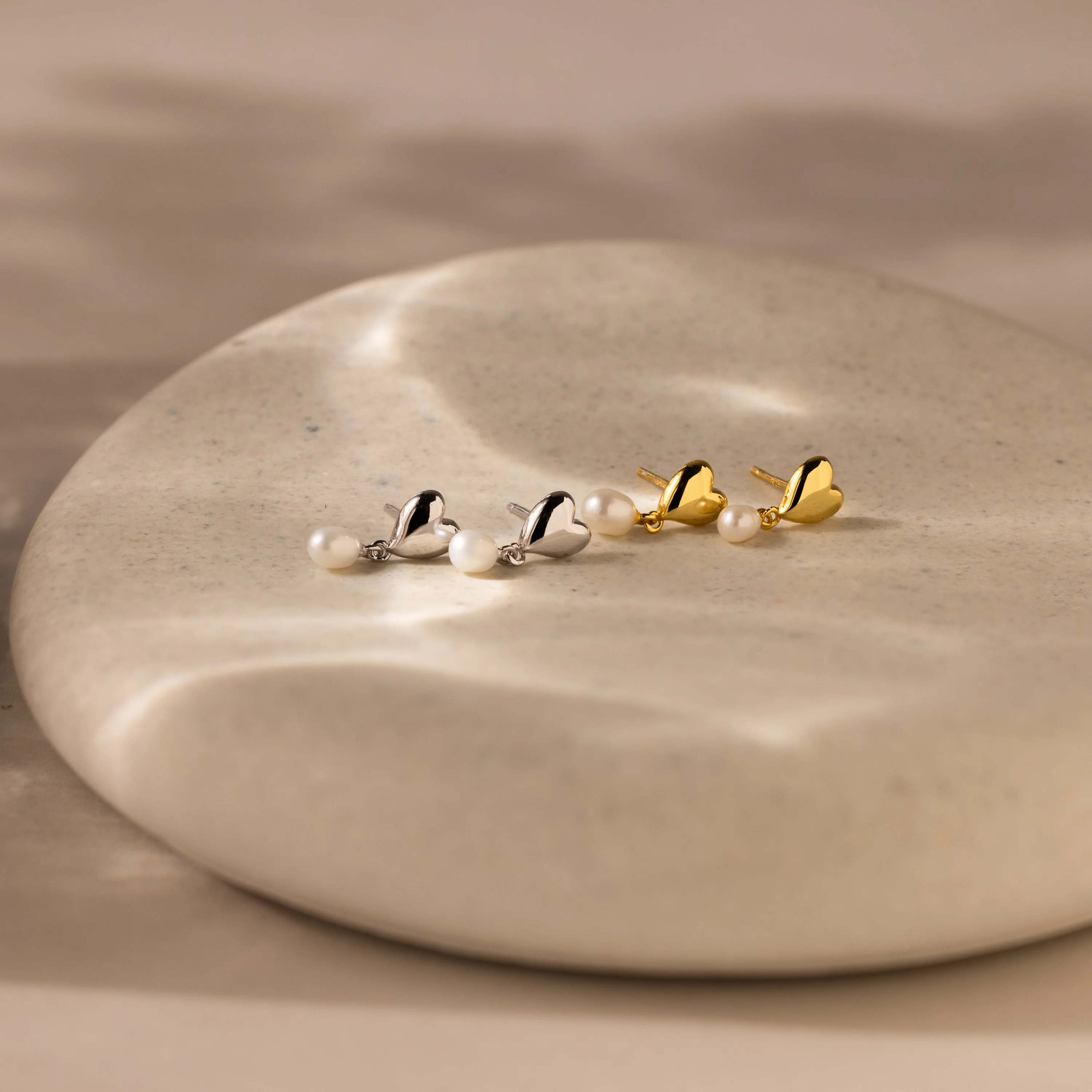 Heart Pearl Drop Earrings - Image 7