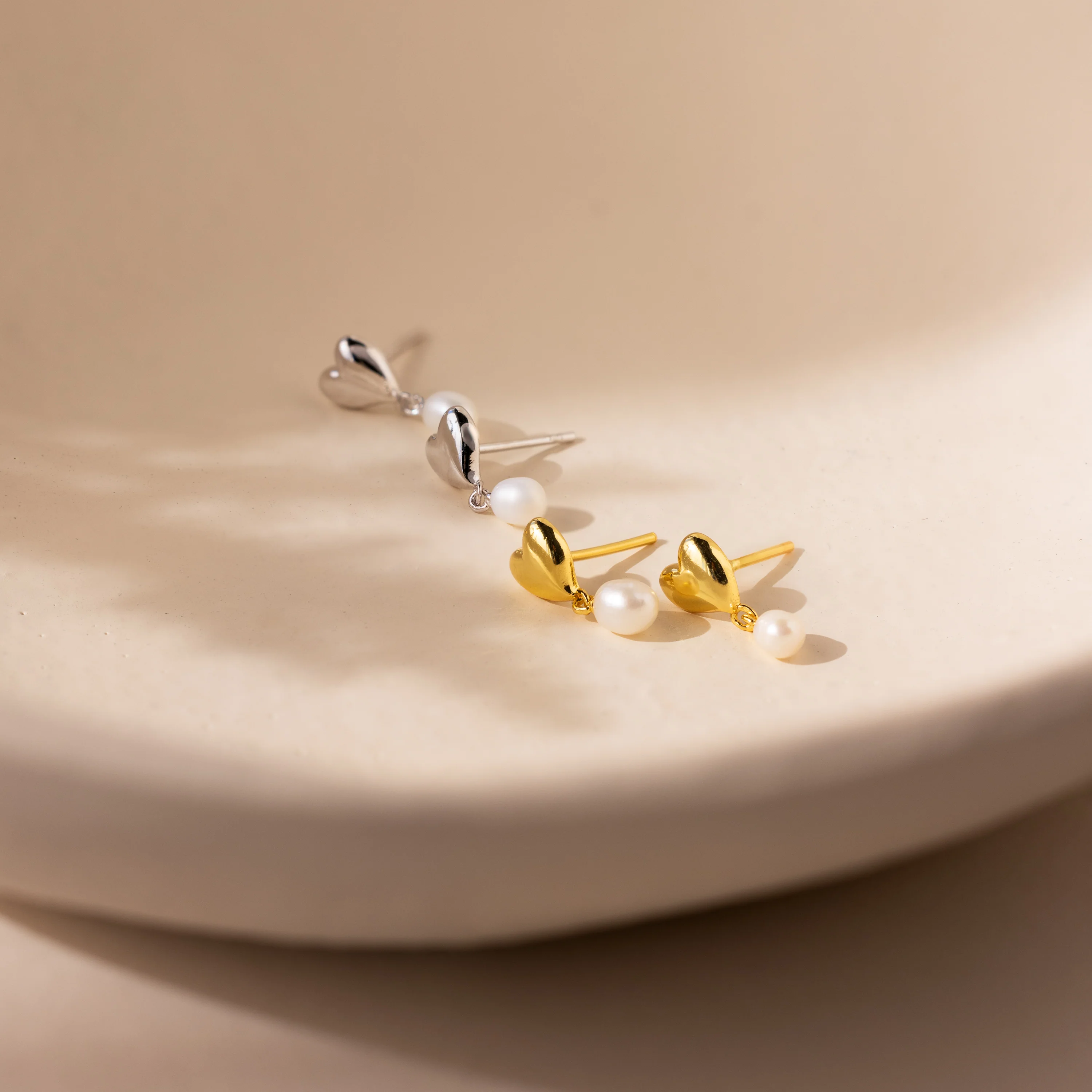 Heart Pearl Drop Earrings - Image 9