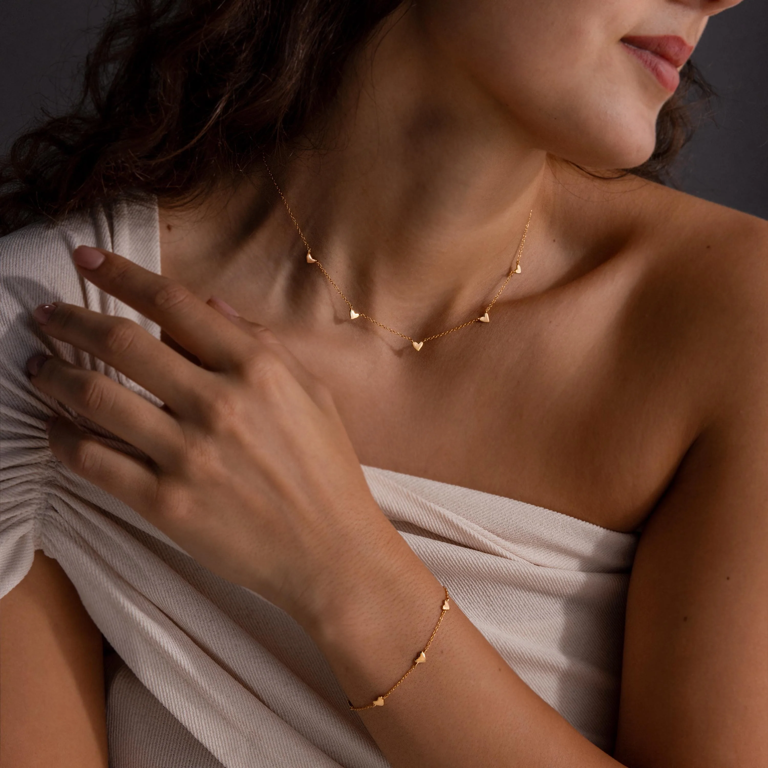 Heart Station Necklace & Bracelet Set - Image 2