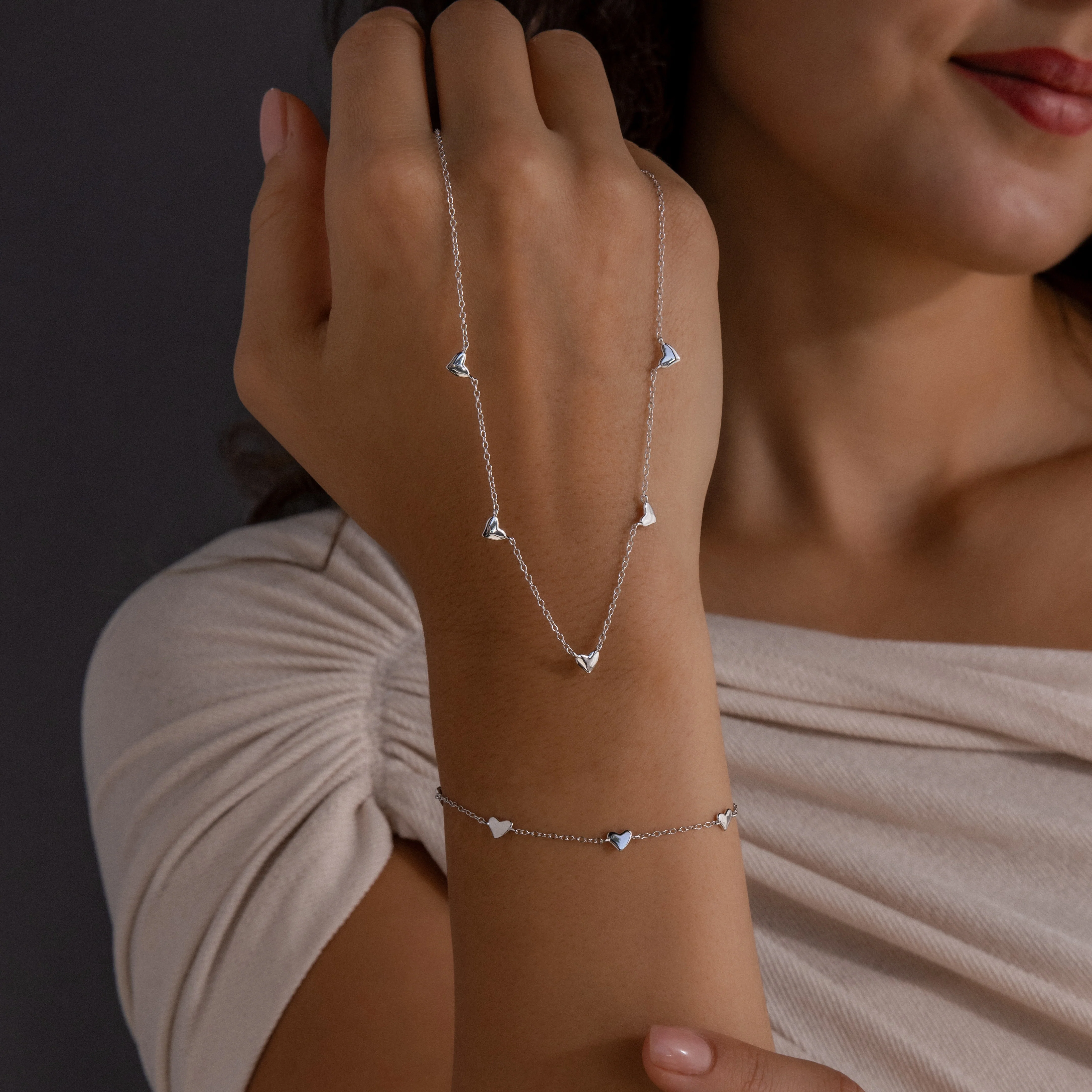 Heart Station Necklace & Bracelet Set - Image 8