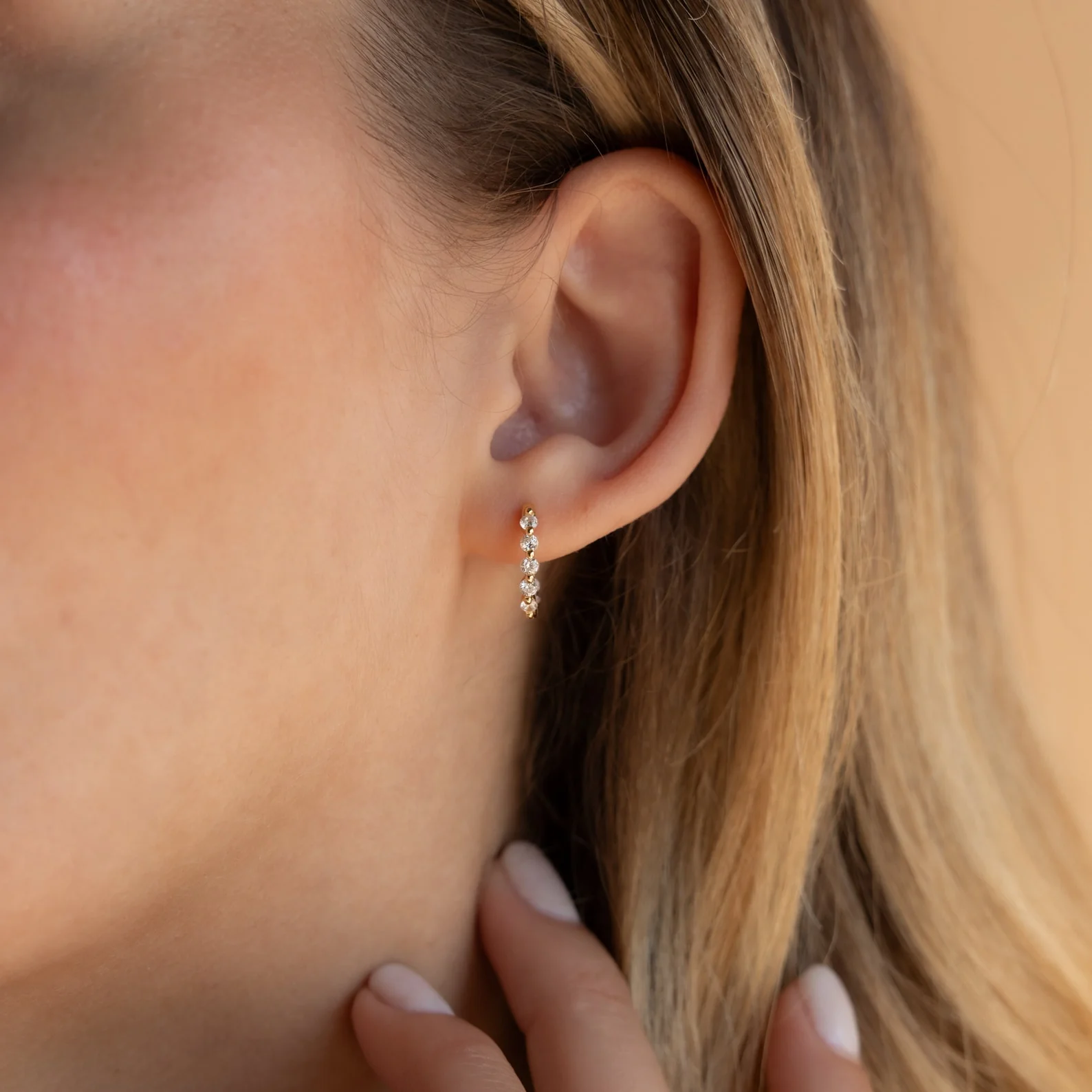 Inside Out Diamond Huggies in 18K Gold - Image 3