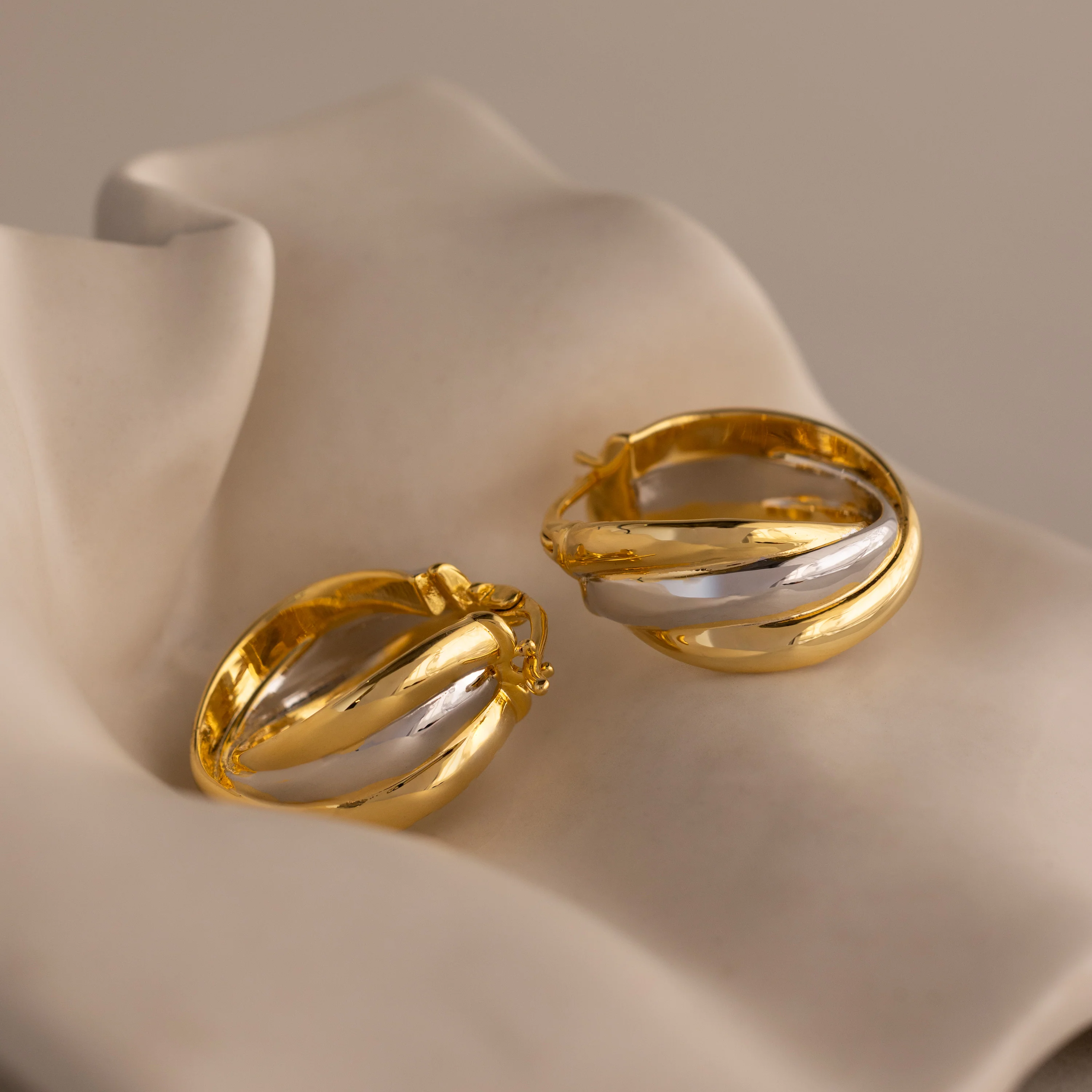Intertwined Mixed Metal Hoops - Image 7