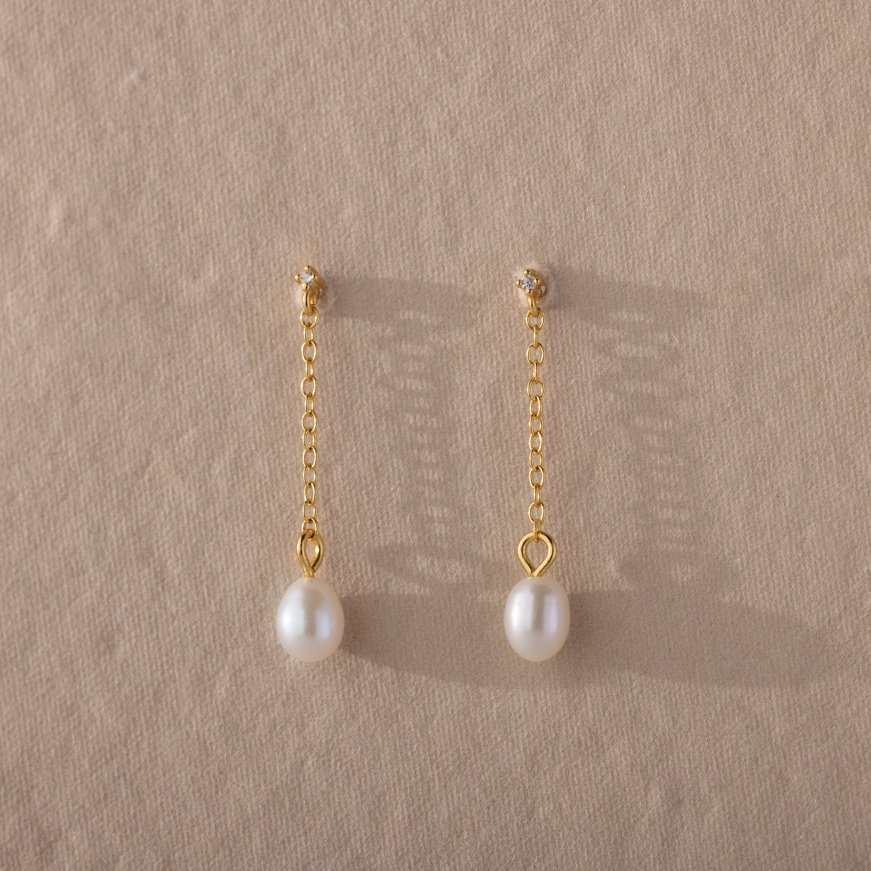 Isha Pearl Drop Earrings in 18K Gold