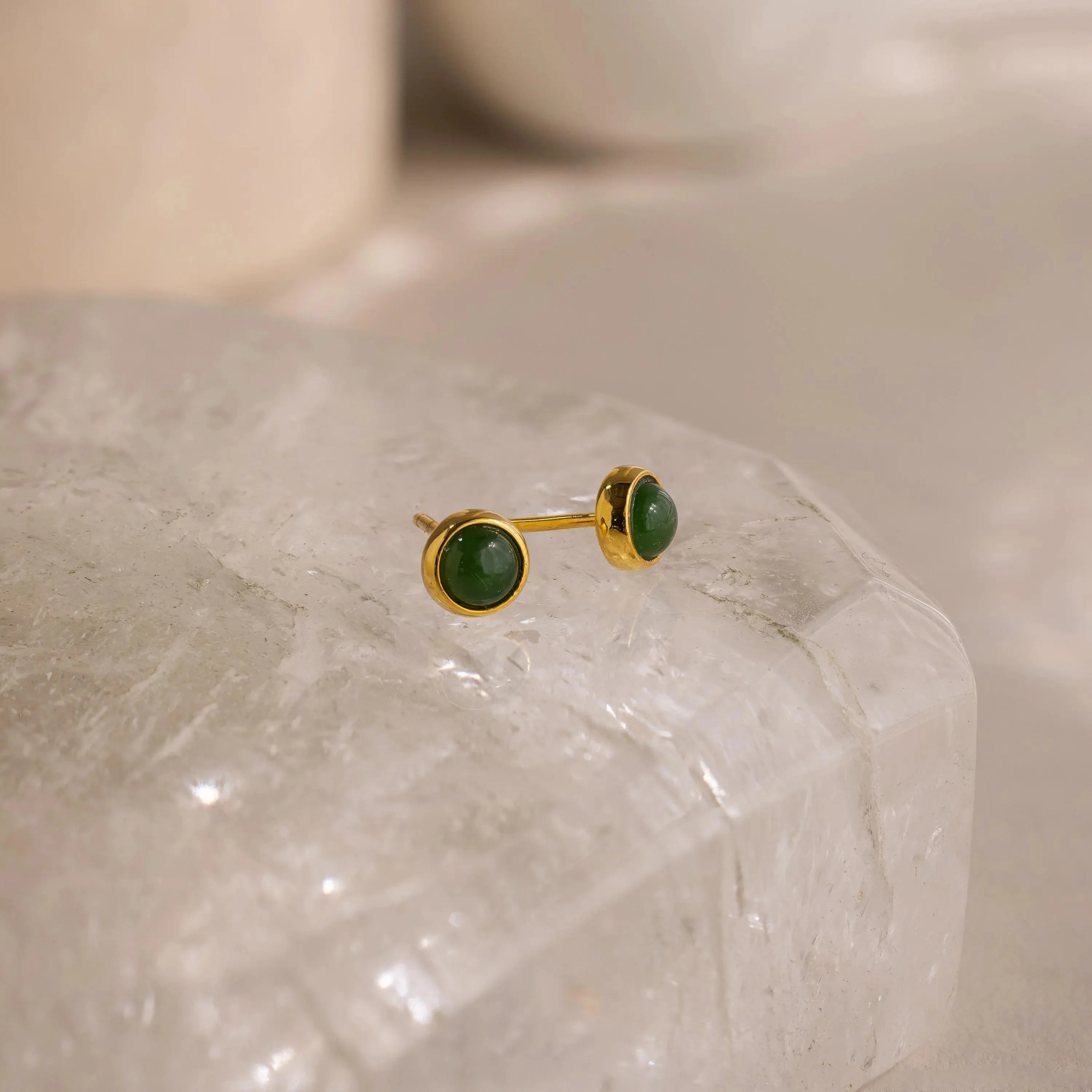 Jade Bezel Studs - Image 2