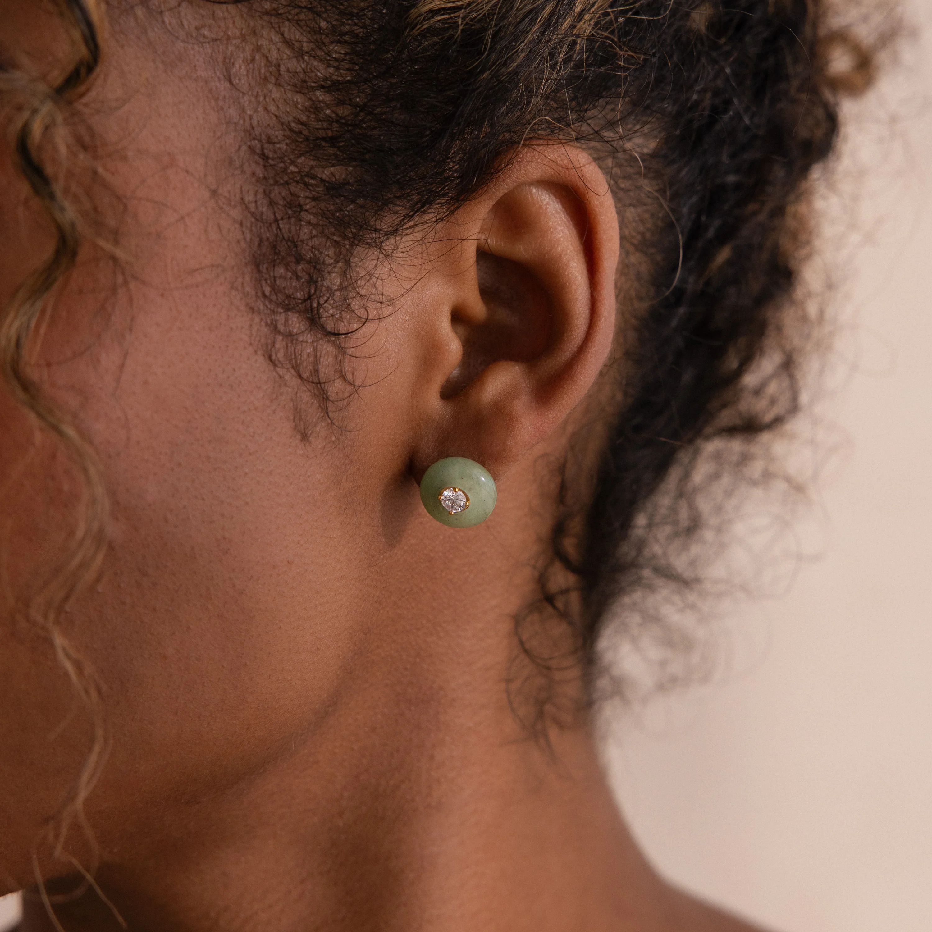 Jade Diamond Studs - Image 2