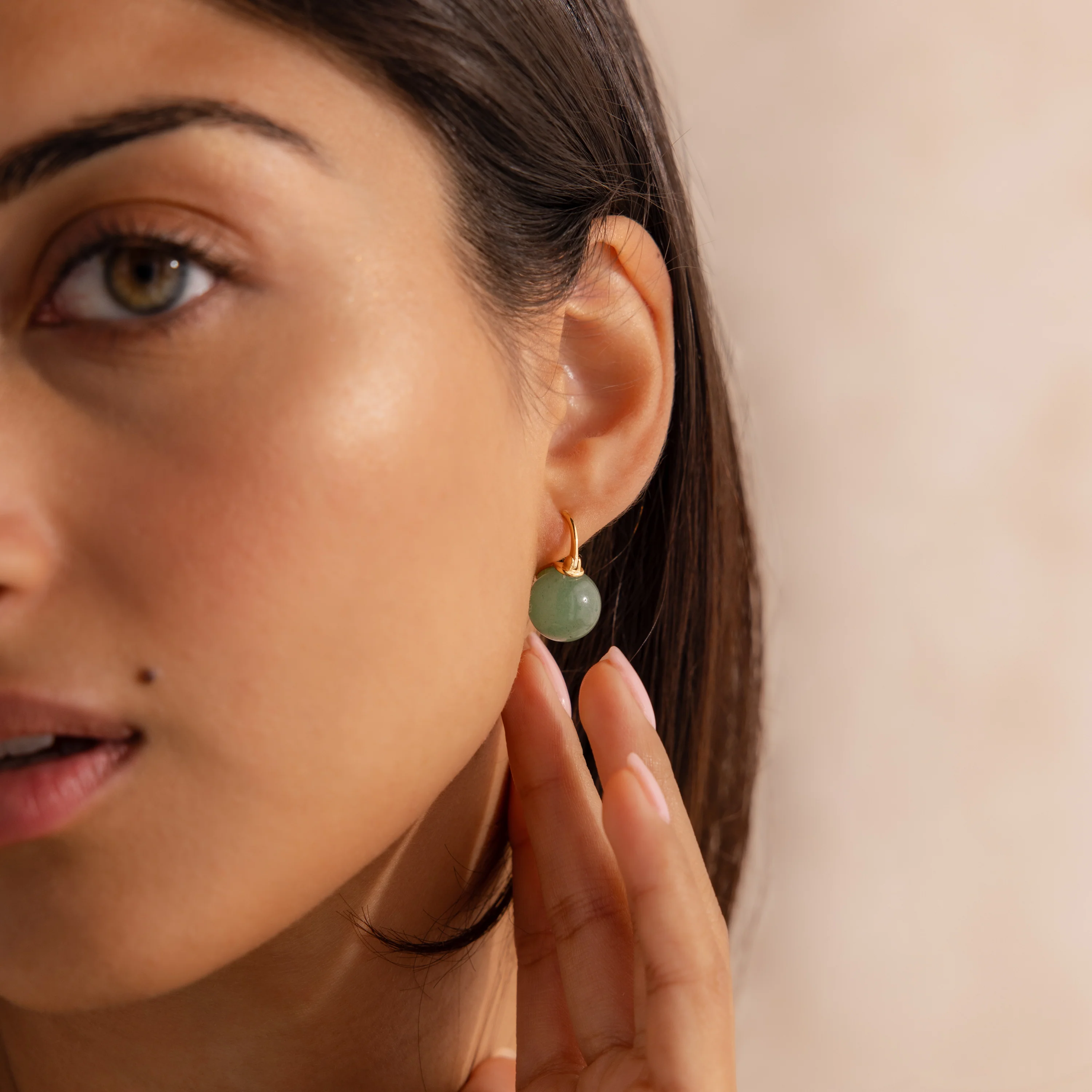 Jade Dome Drop Earrings - Image 2