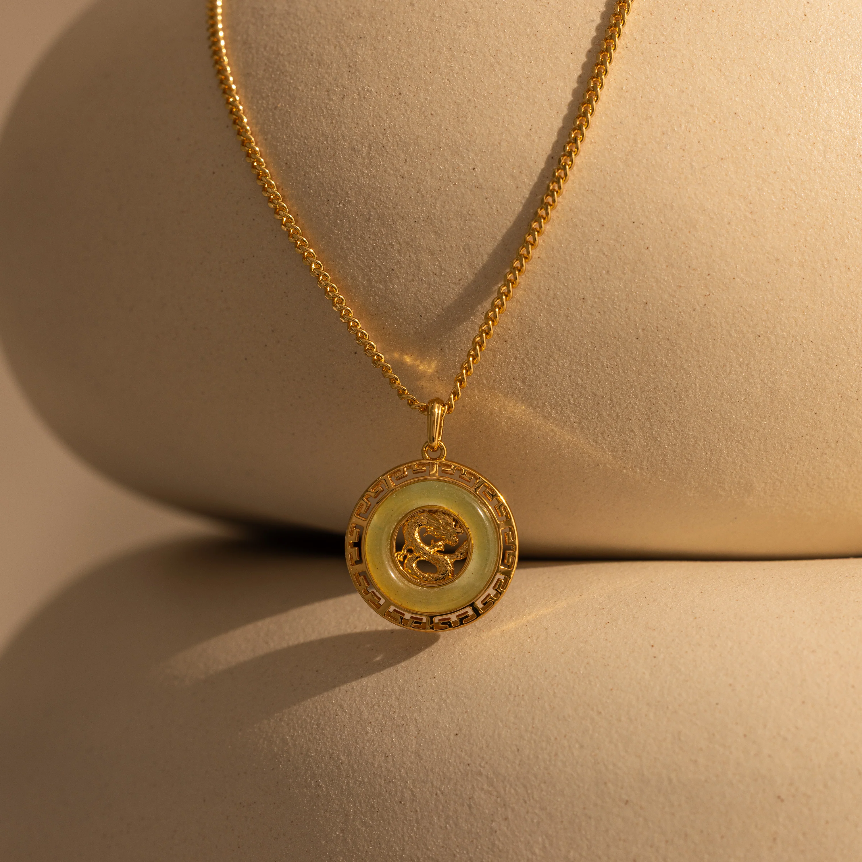 Jade Dragon Fortune Necklace in 18K Gold - Image 3