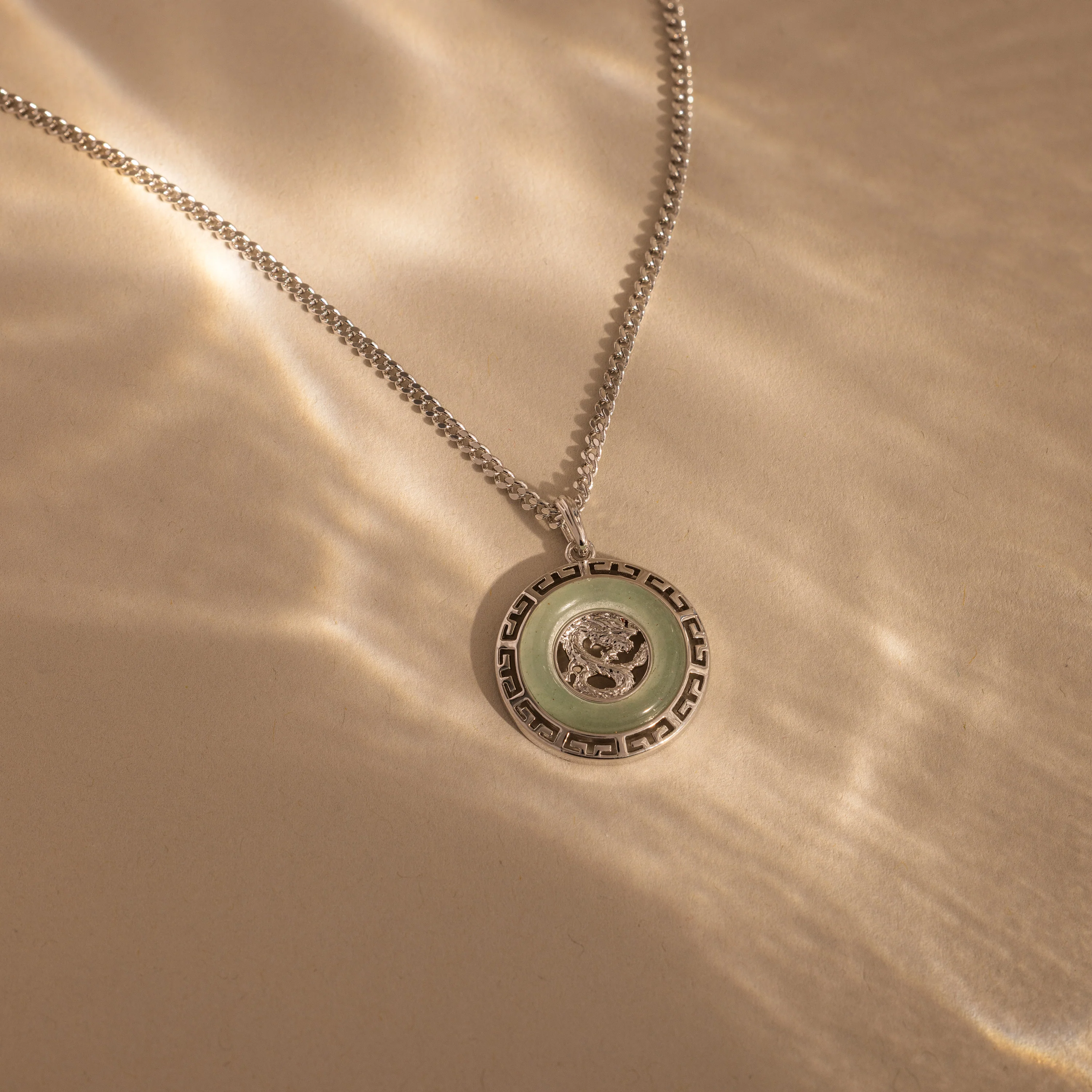 Jade Dragon Fortune Necklace in Silver - Image 5