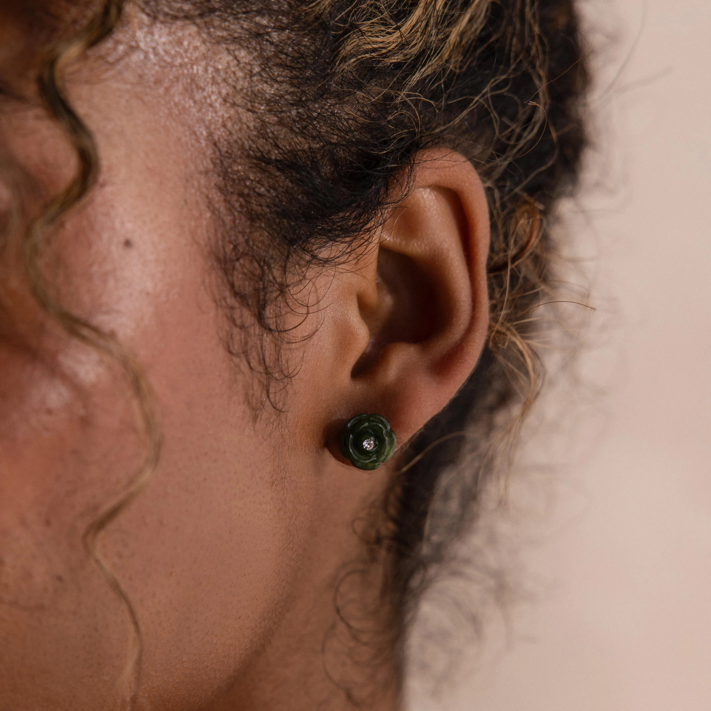 Jade Rose Studs in Silver - Image 2