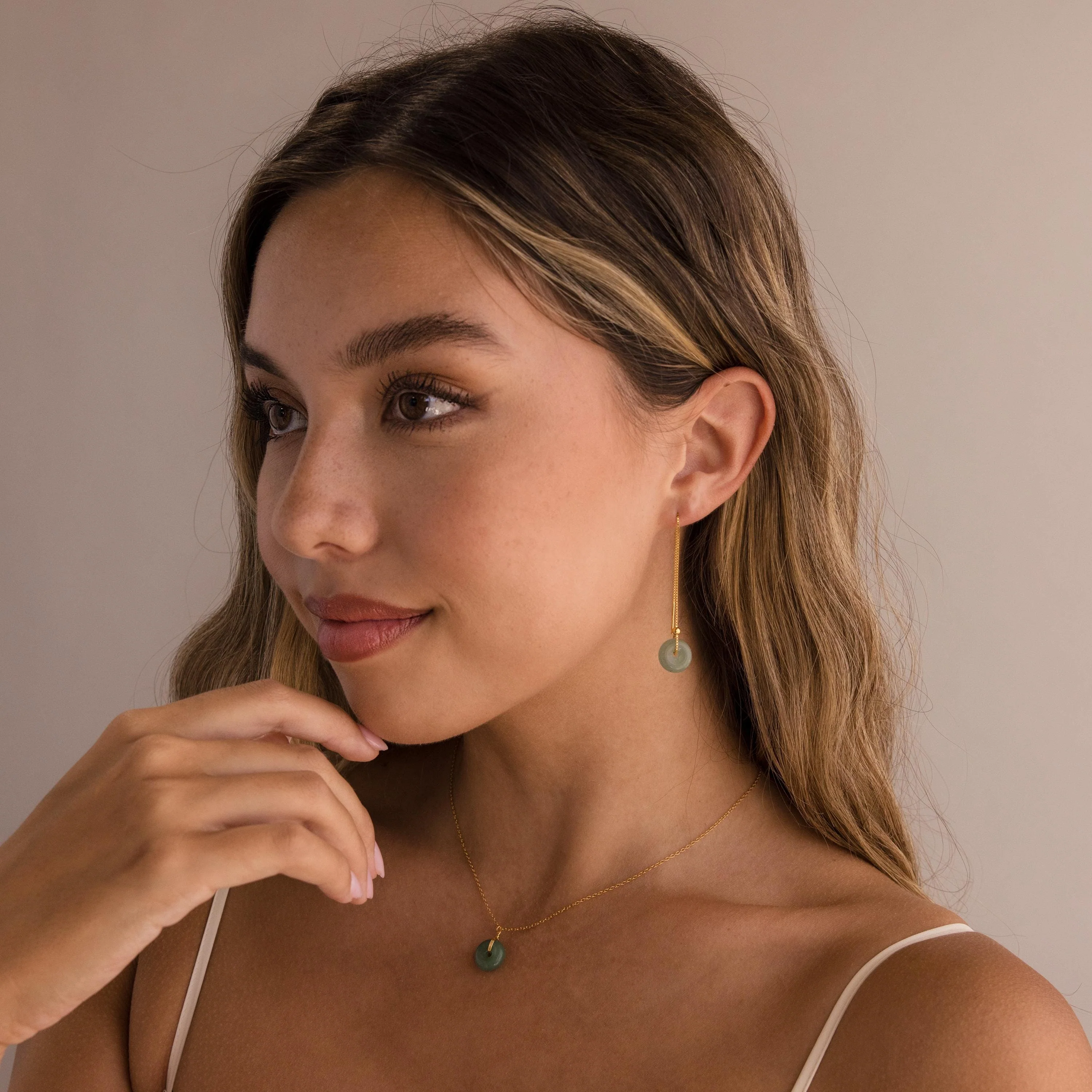Jade Threader Earrings - Image 6