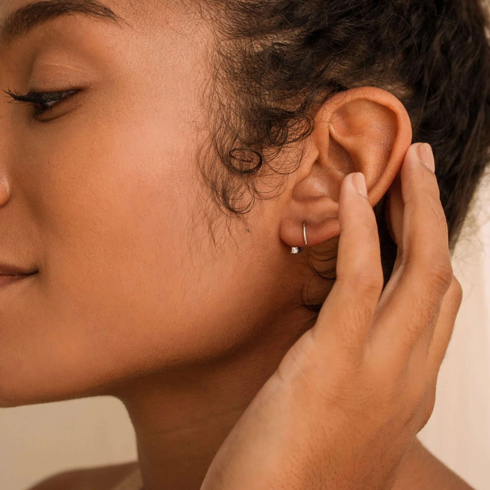 Jady Wire Diamond Hoops - Image 6