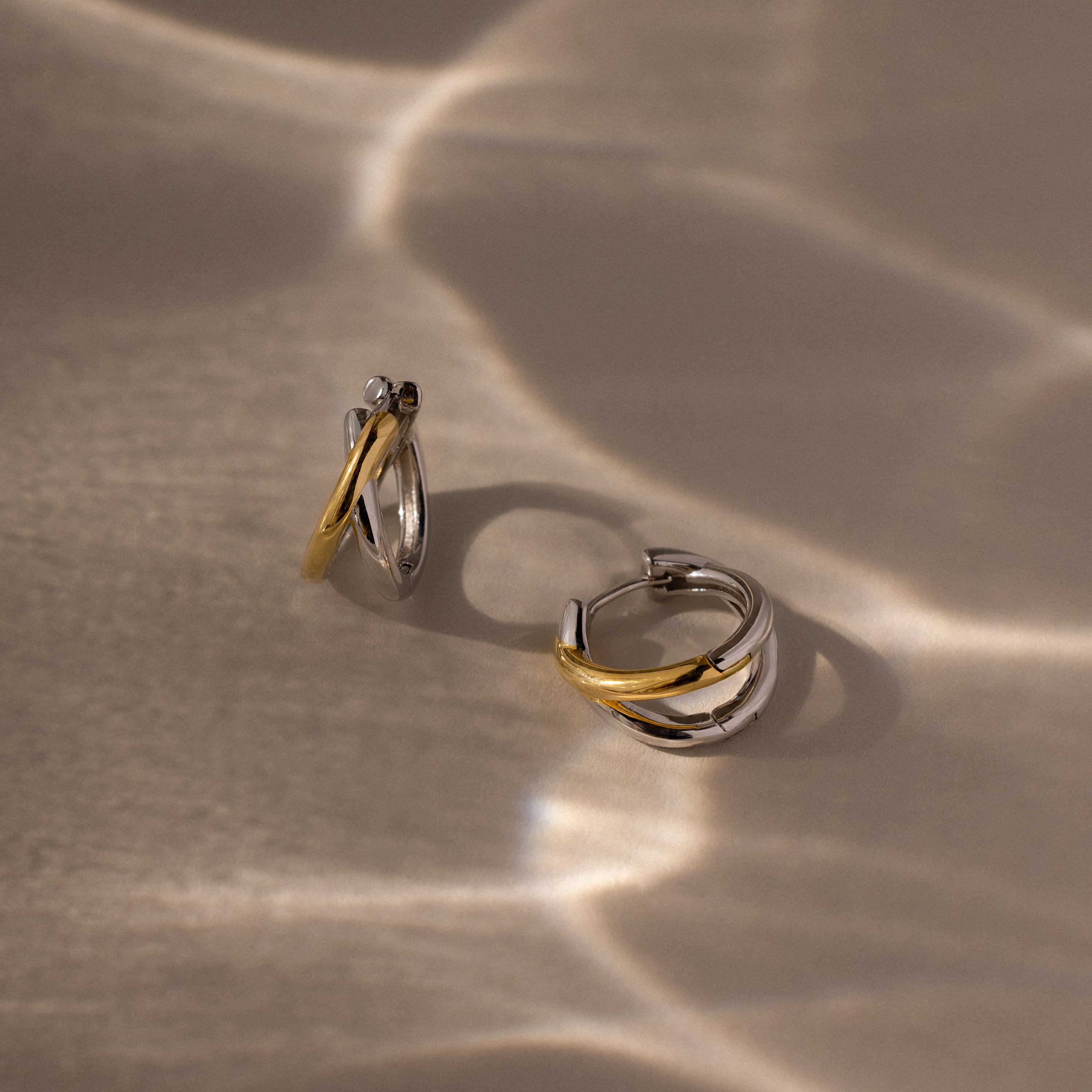 Laced Mixed Metal Huggies - Image 7