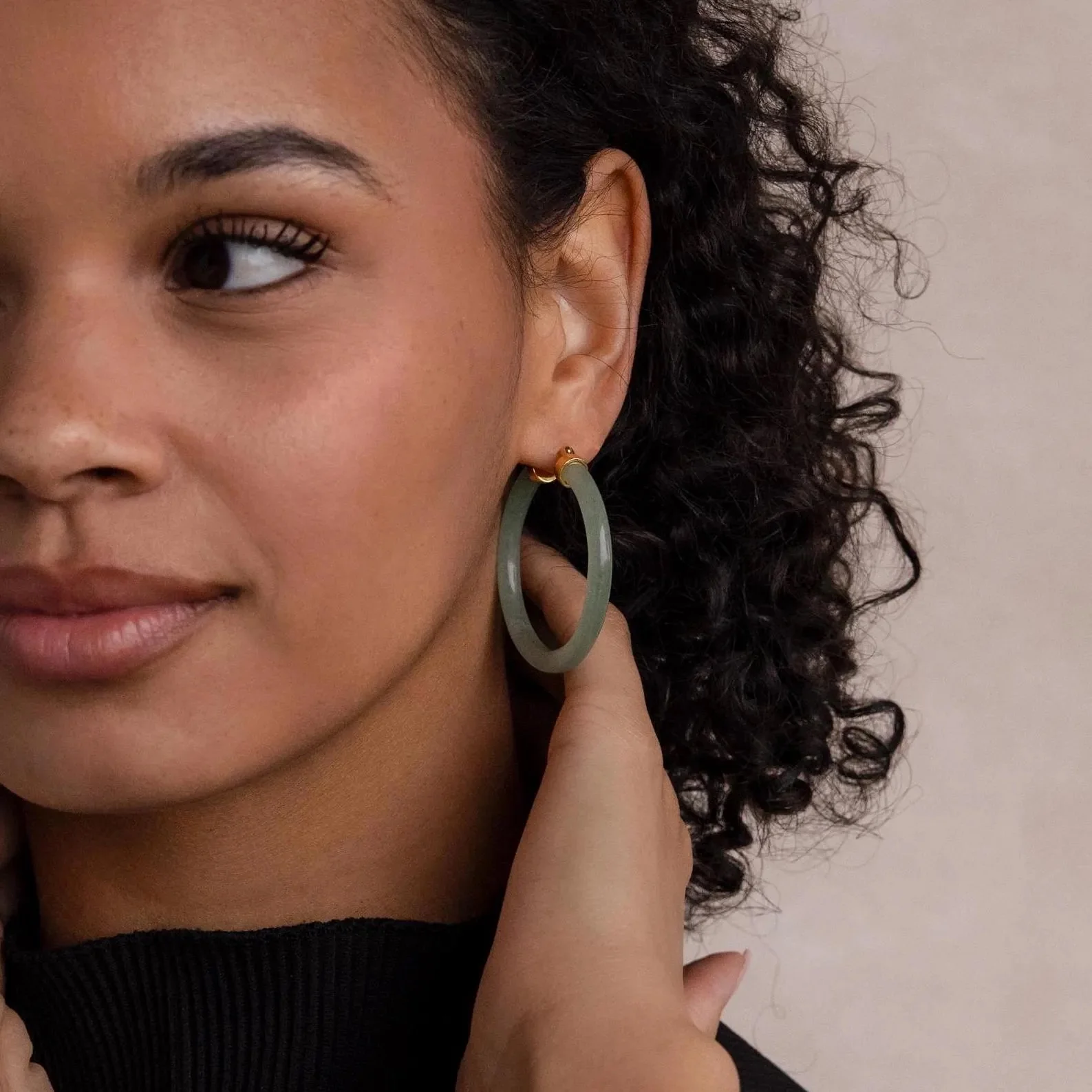 Large Jade Hoops - Image 2