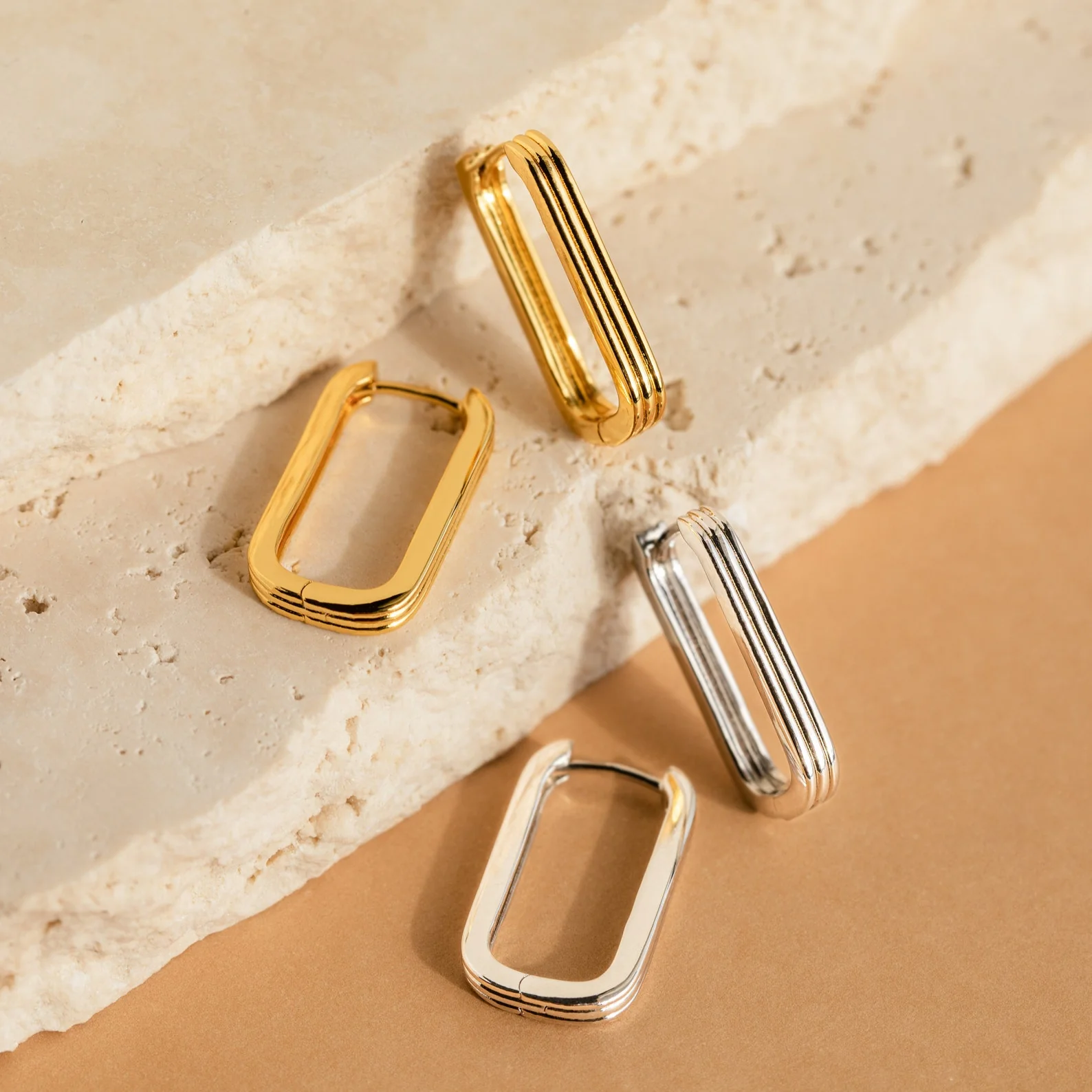 Large Ribbed Link Hoops - Image 4