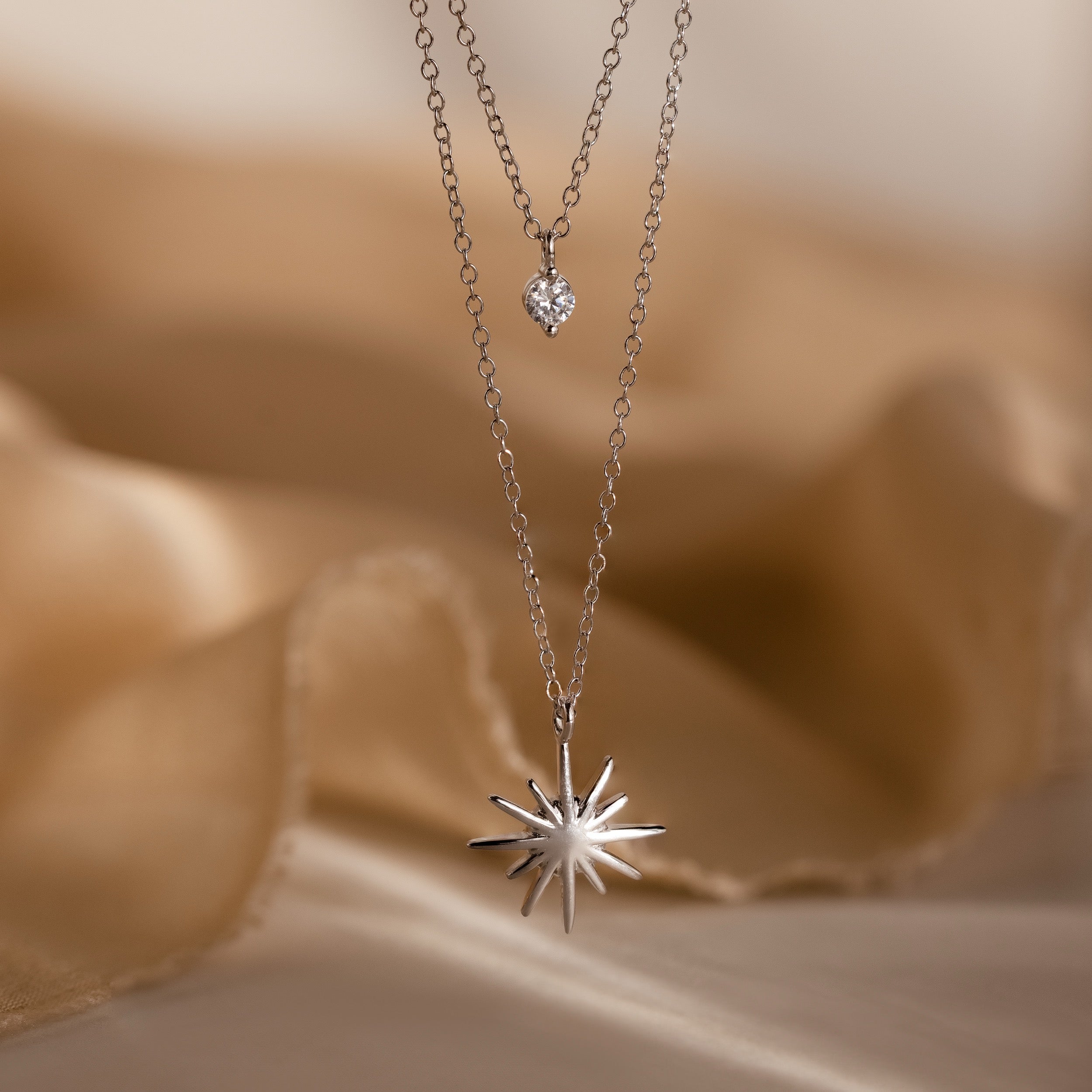 Laura Starburst Duo Necklace in Silver - Image 3