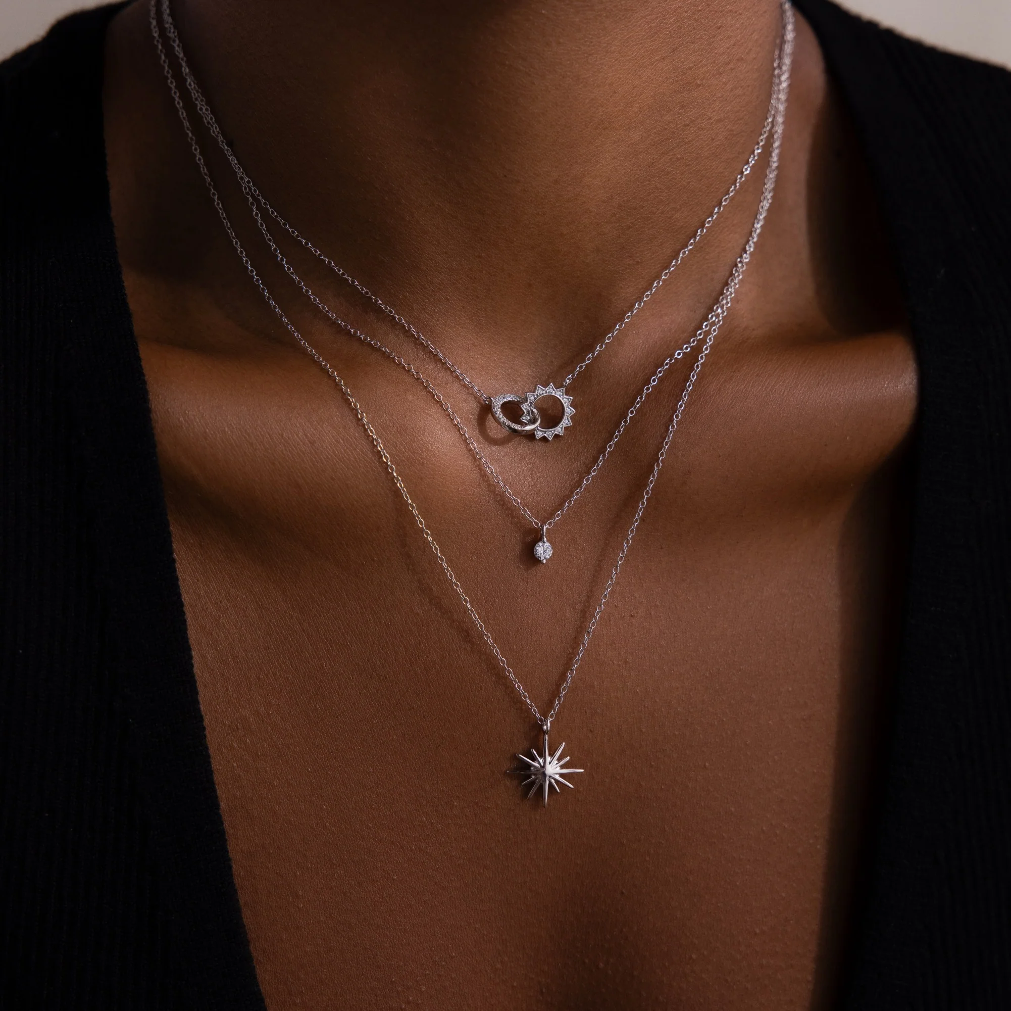 Laura Starburst Duo Necklace in Silver - Image 4