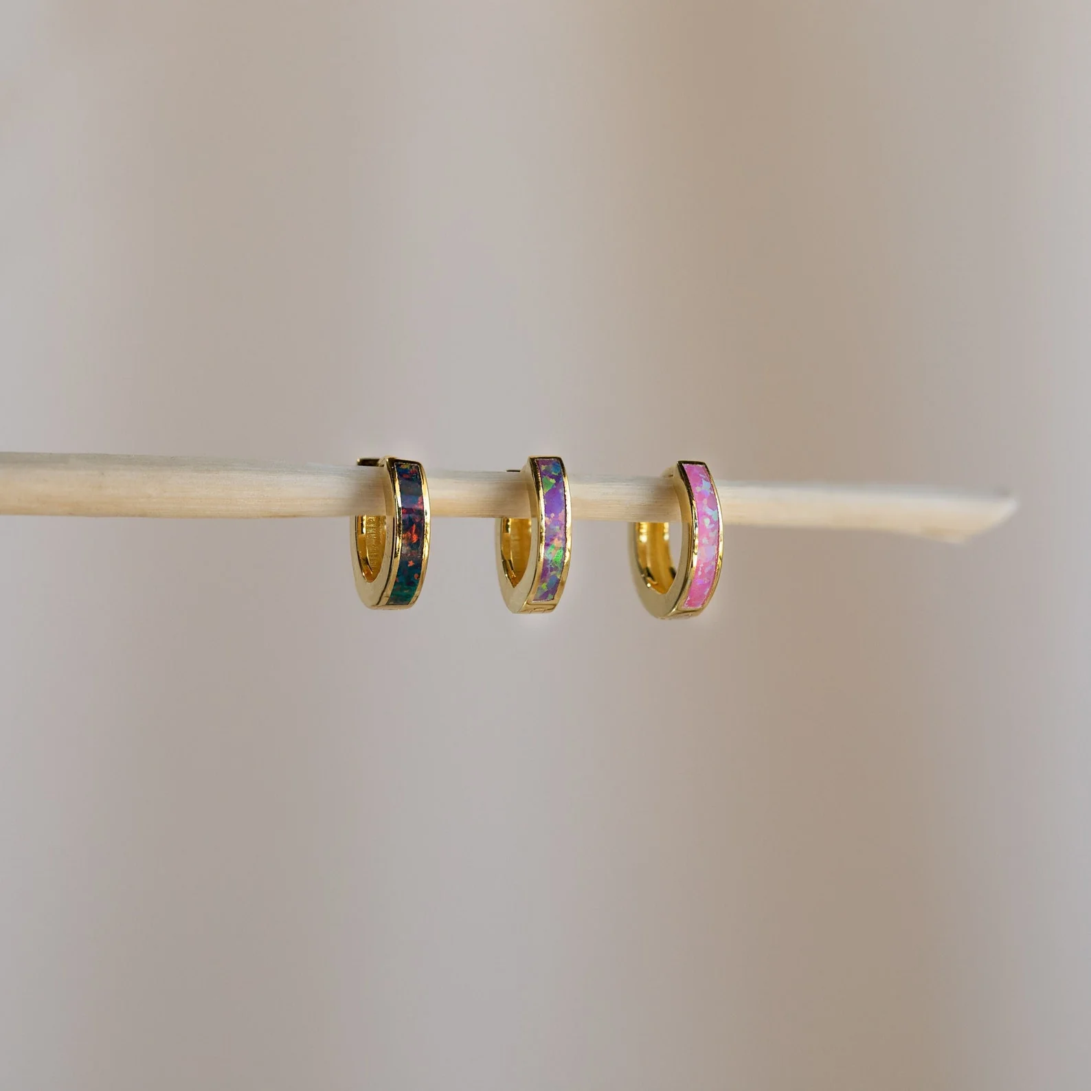 Lavender Opal Inlay Huggies - Image 3
