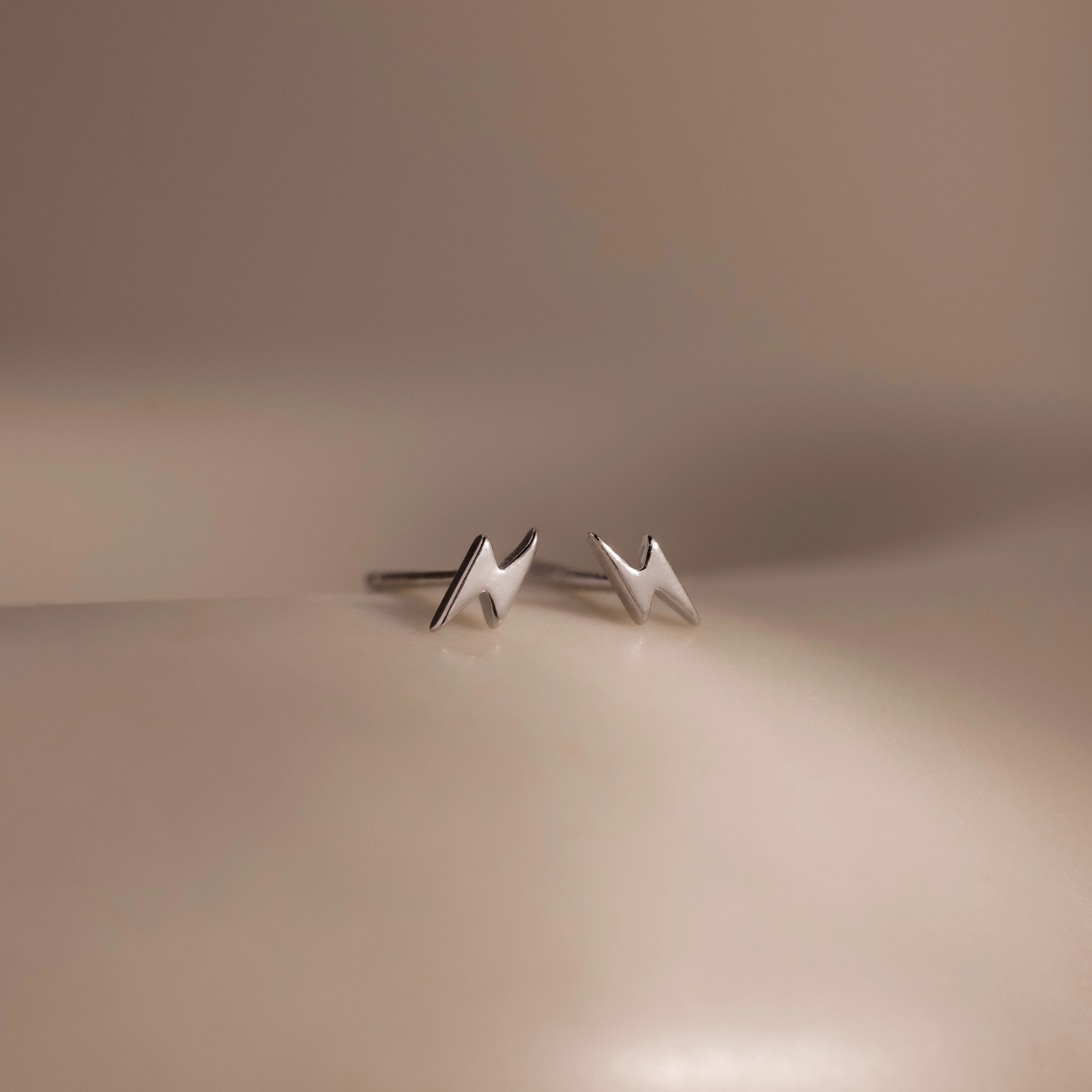 Lightning Bolt Studs in Silver
