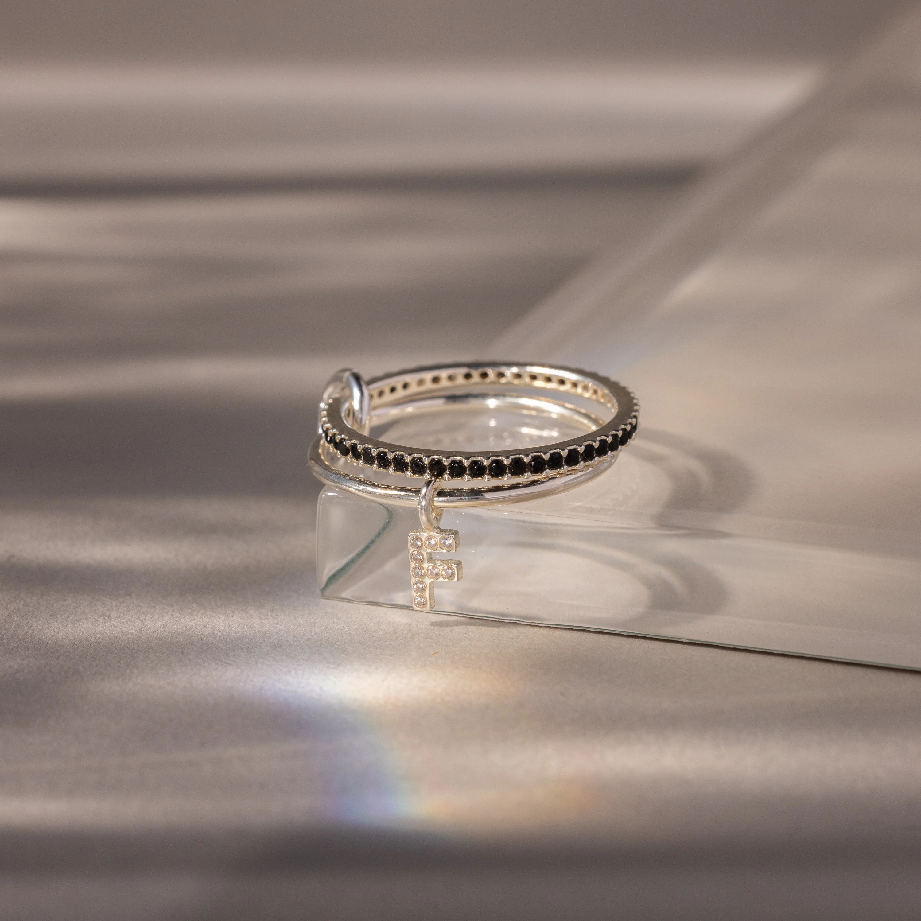 Linked Initial Alexandrite Ring Set - Image 3