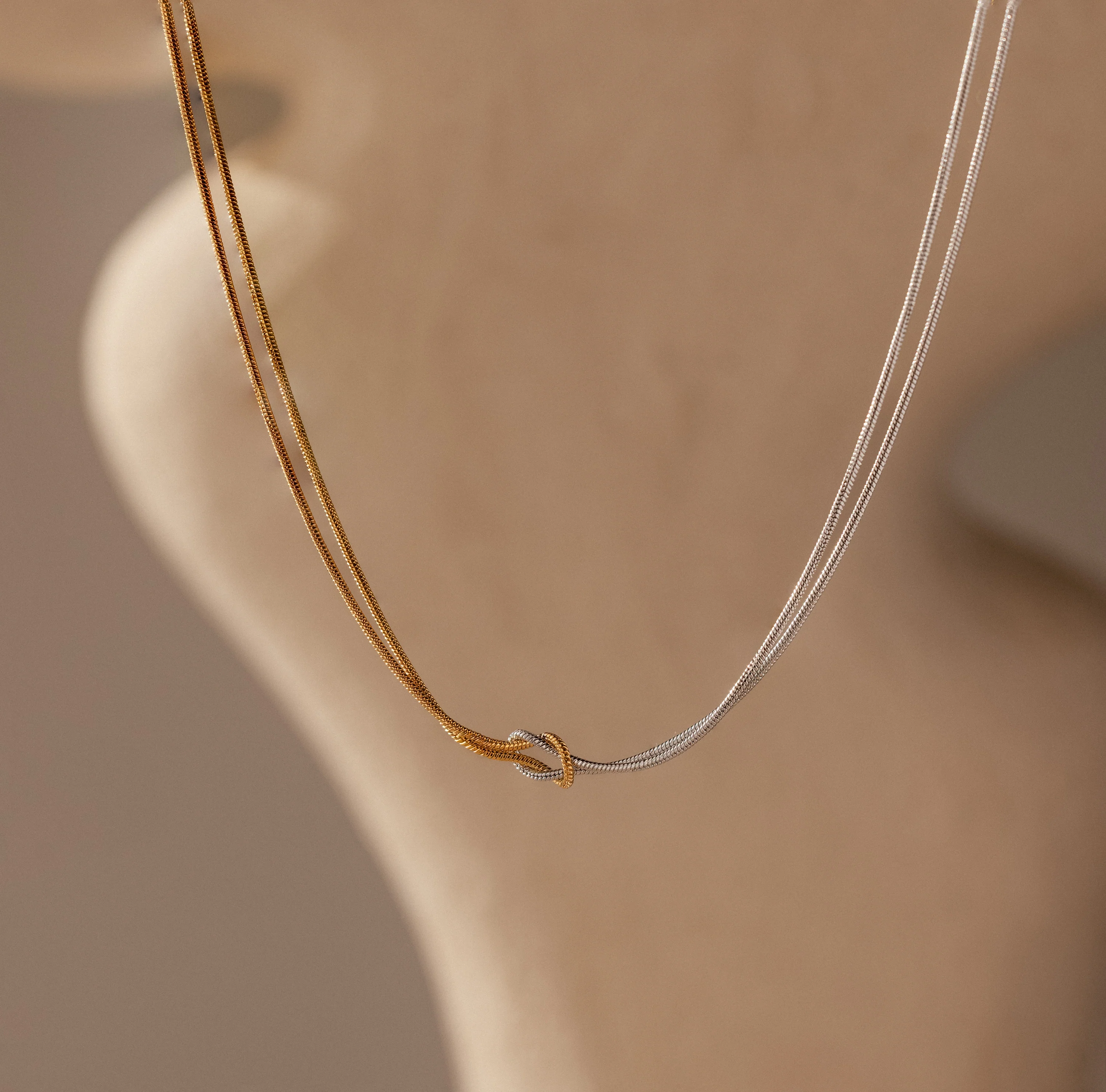 Love Knot Chain Necklace in Mixed Metal - Image 5