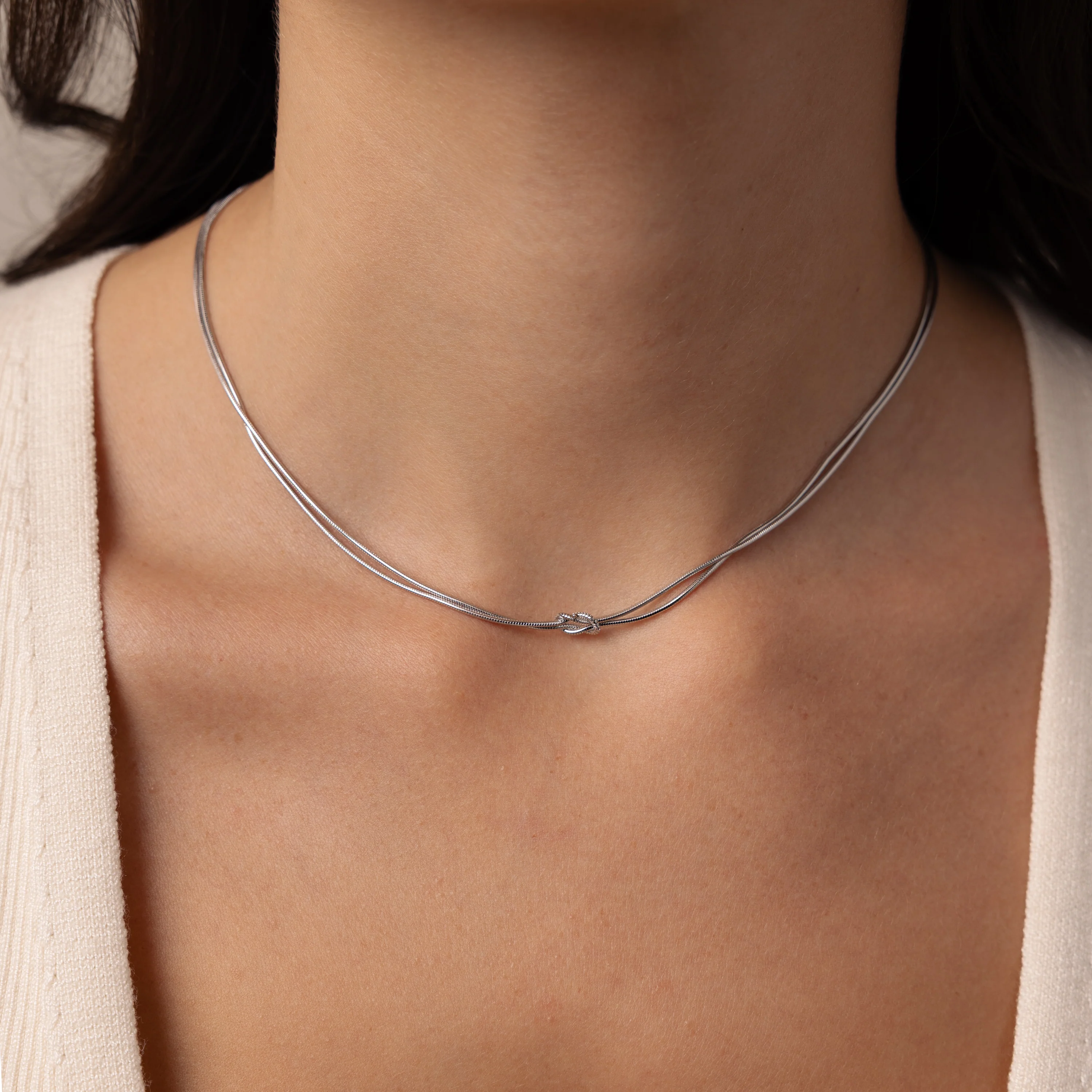 Love Knot Chain Necklace in Silver - Image 2