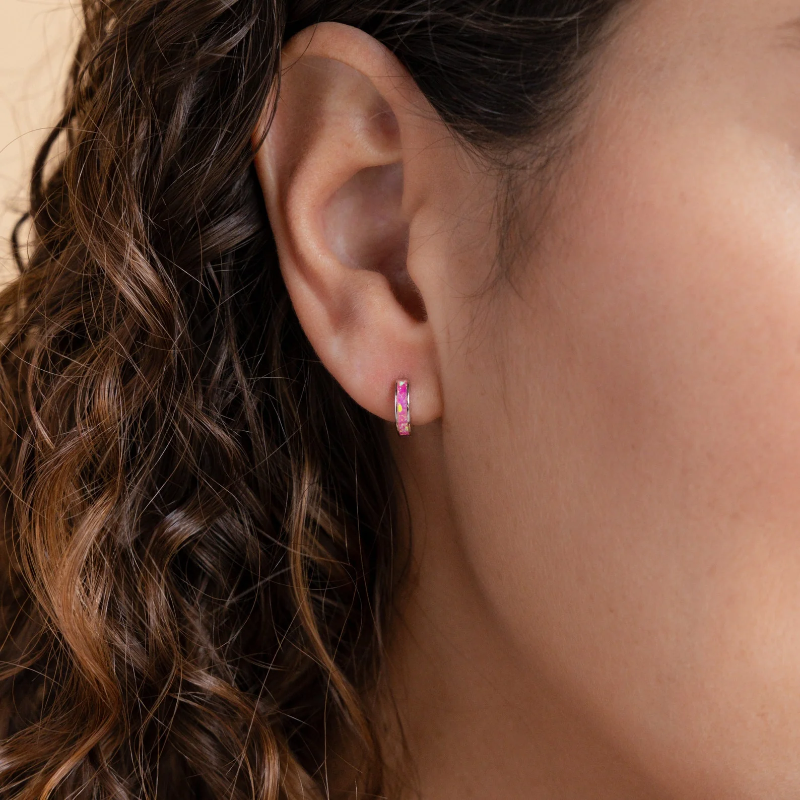 Magenta Opal Inlay Huggies - Image 4