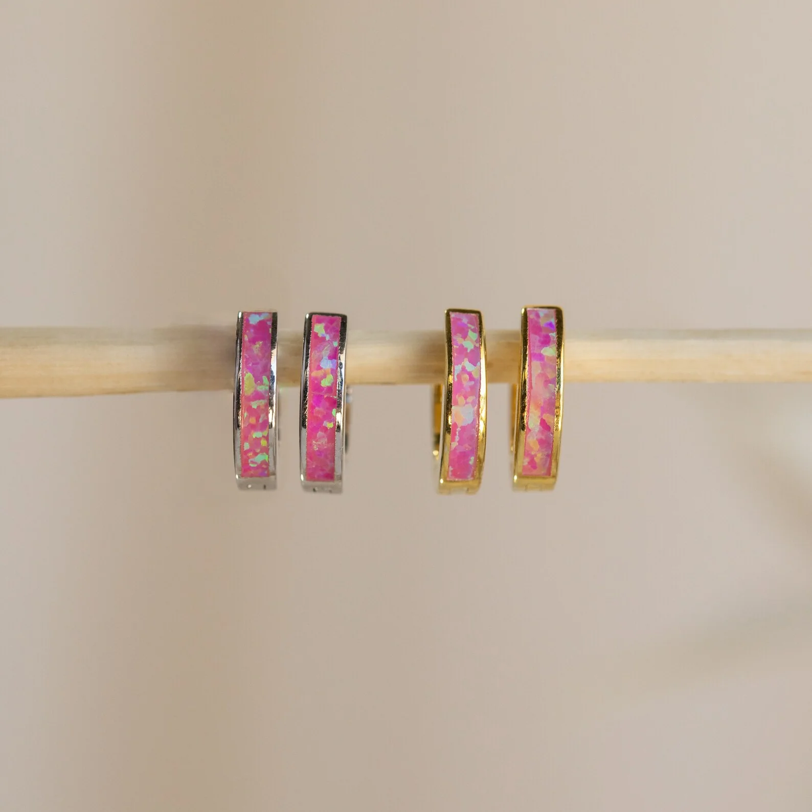 Magenta Opal Inlay Huggies - Image 5