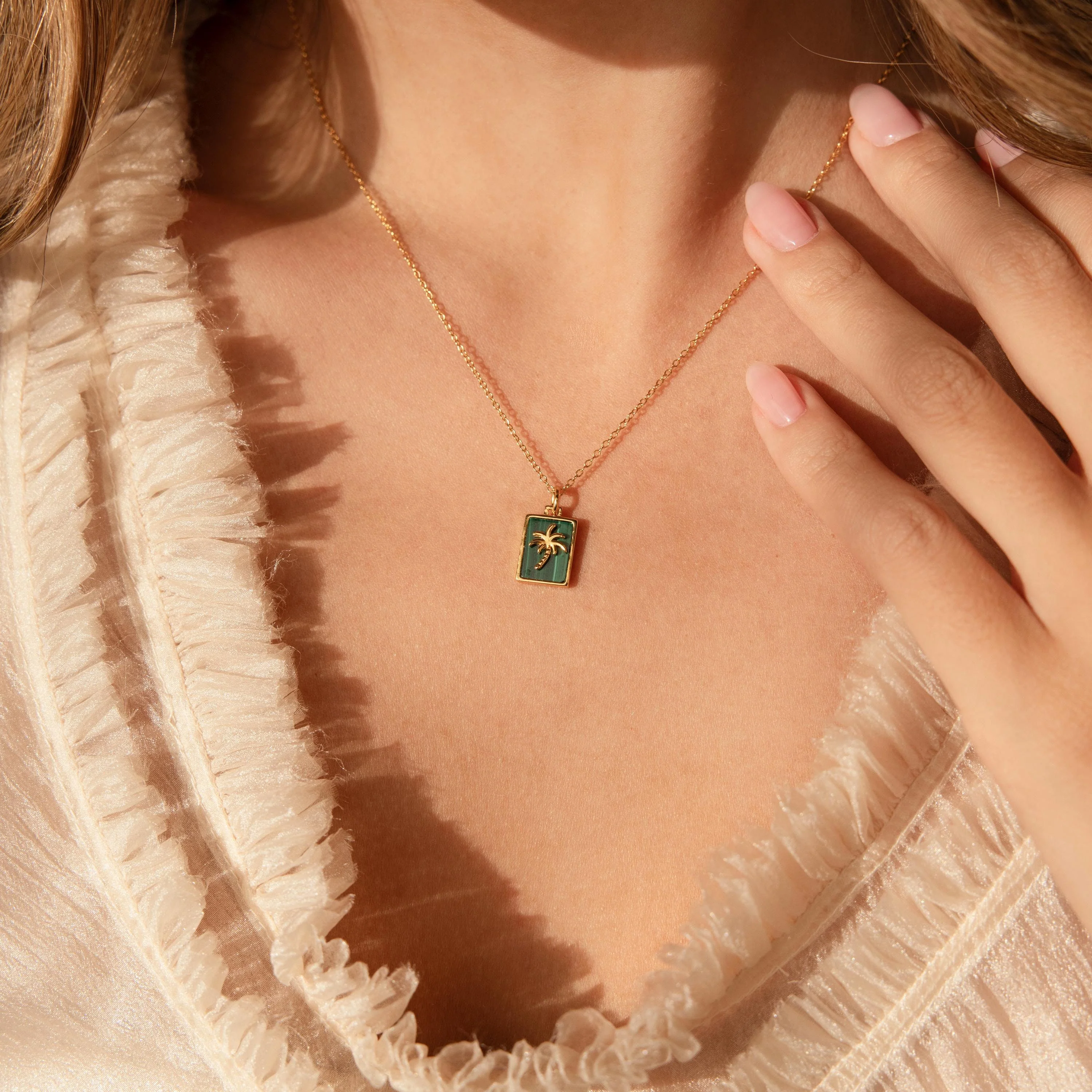 Malachite Palm Tree Necklace - Image 2