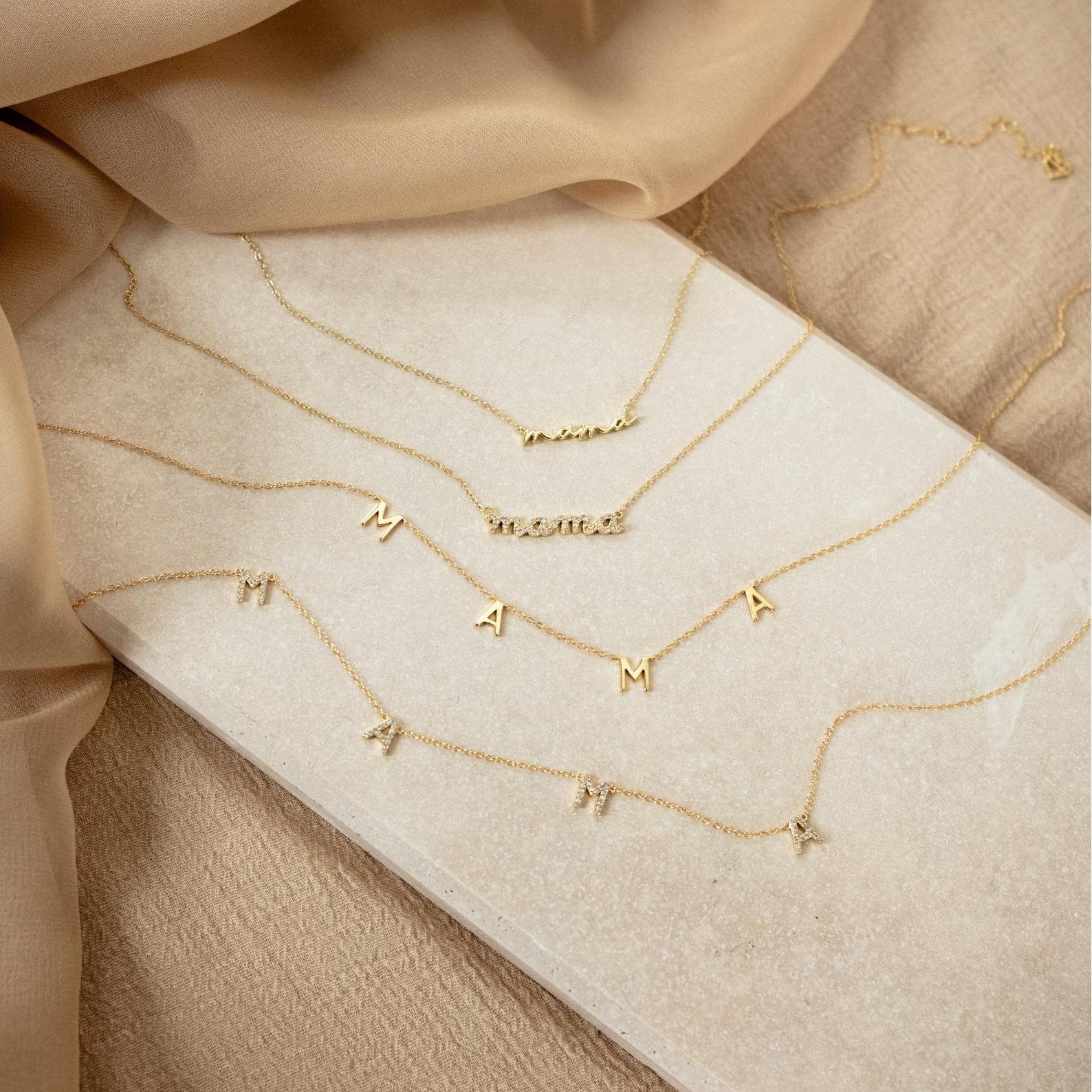 Mama Letter Necklace in 18K Gold - Image 5