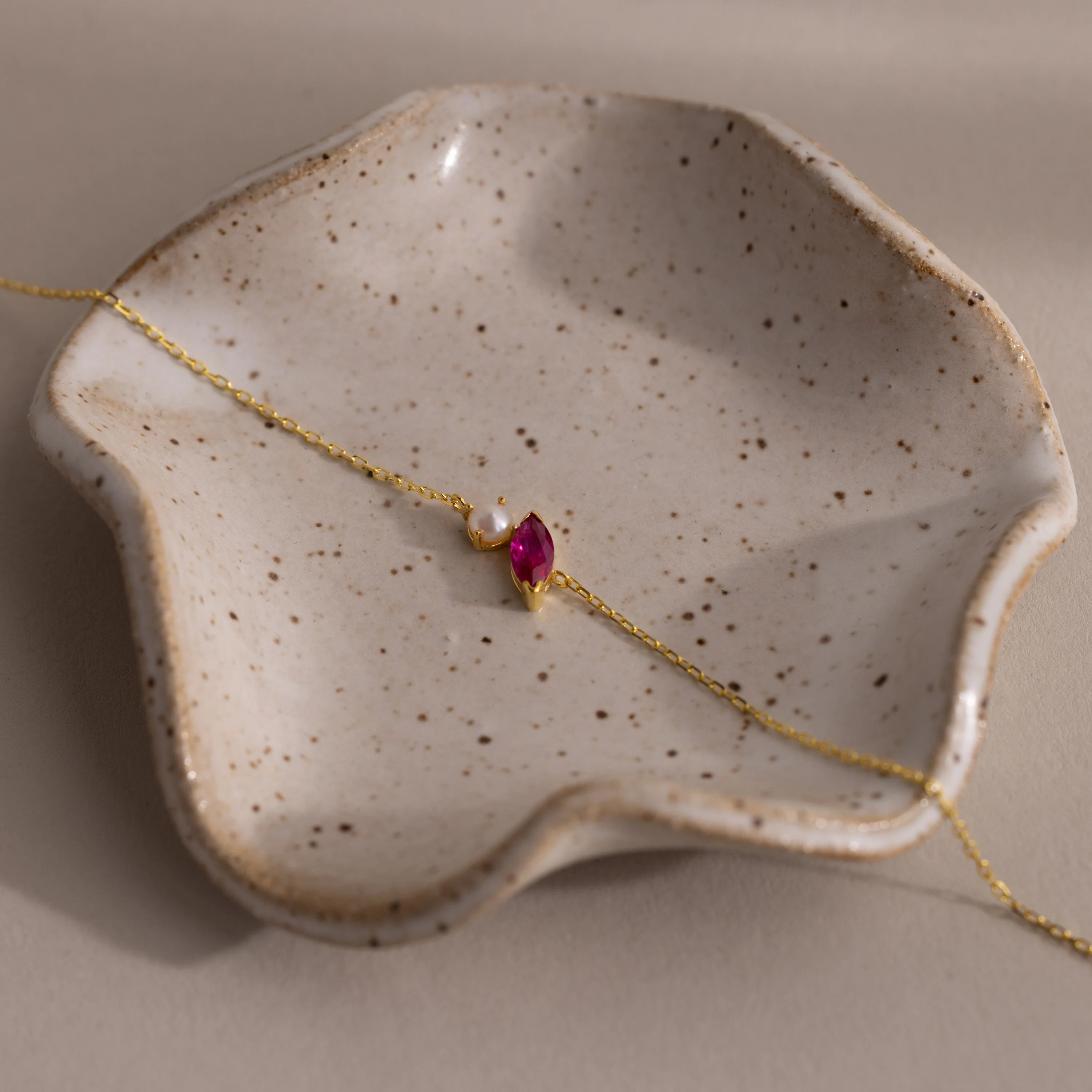 Marquise Ruby & Pearl Bracelet