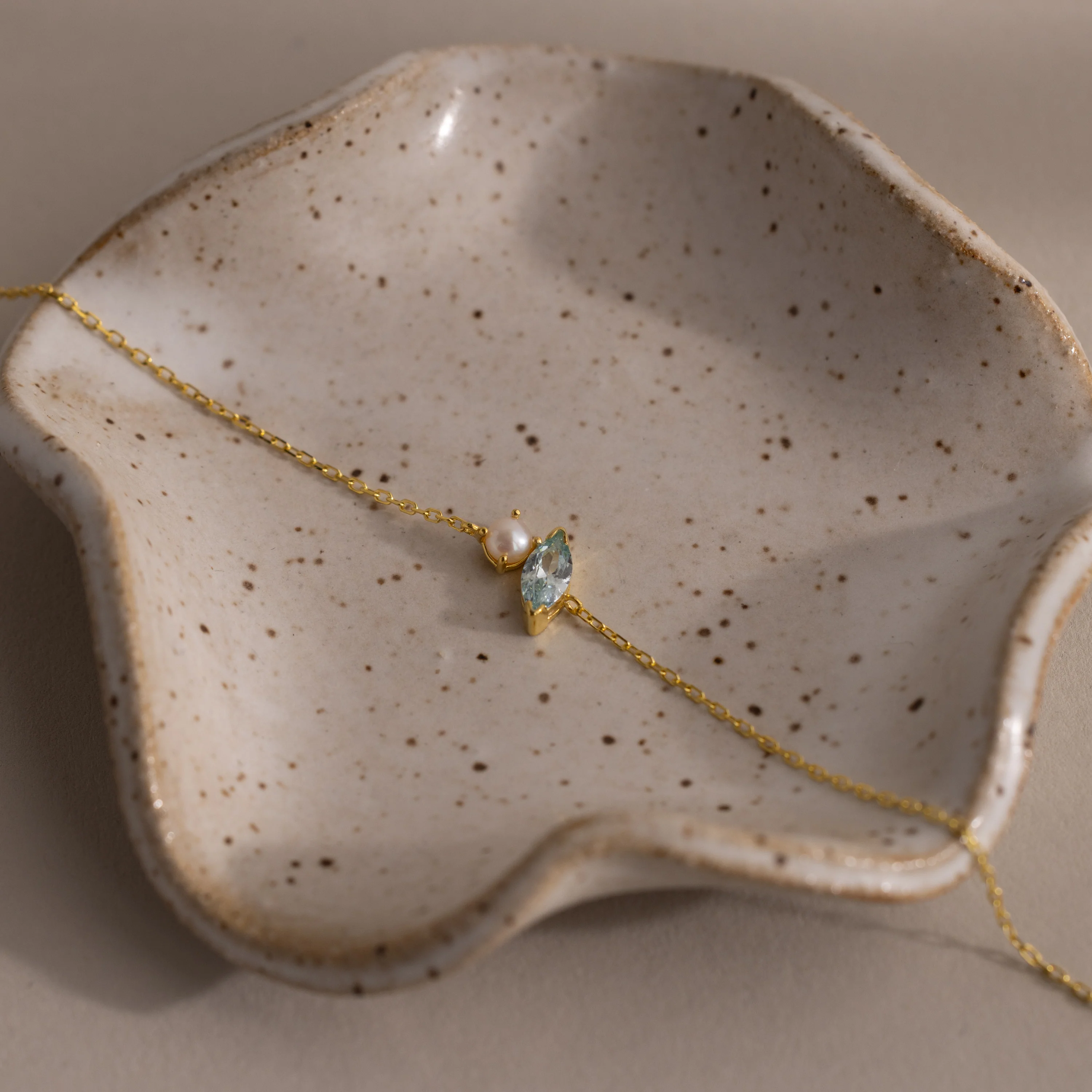 Marquise Aquamarine & Pearl Bracelet