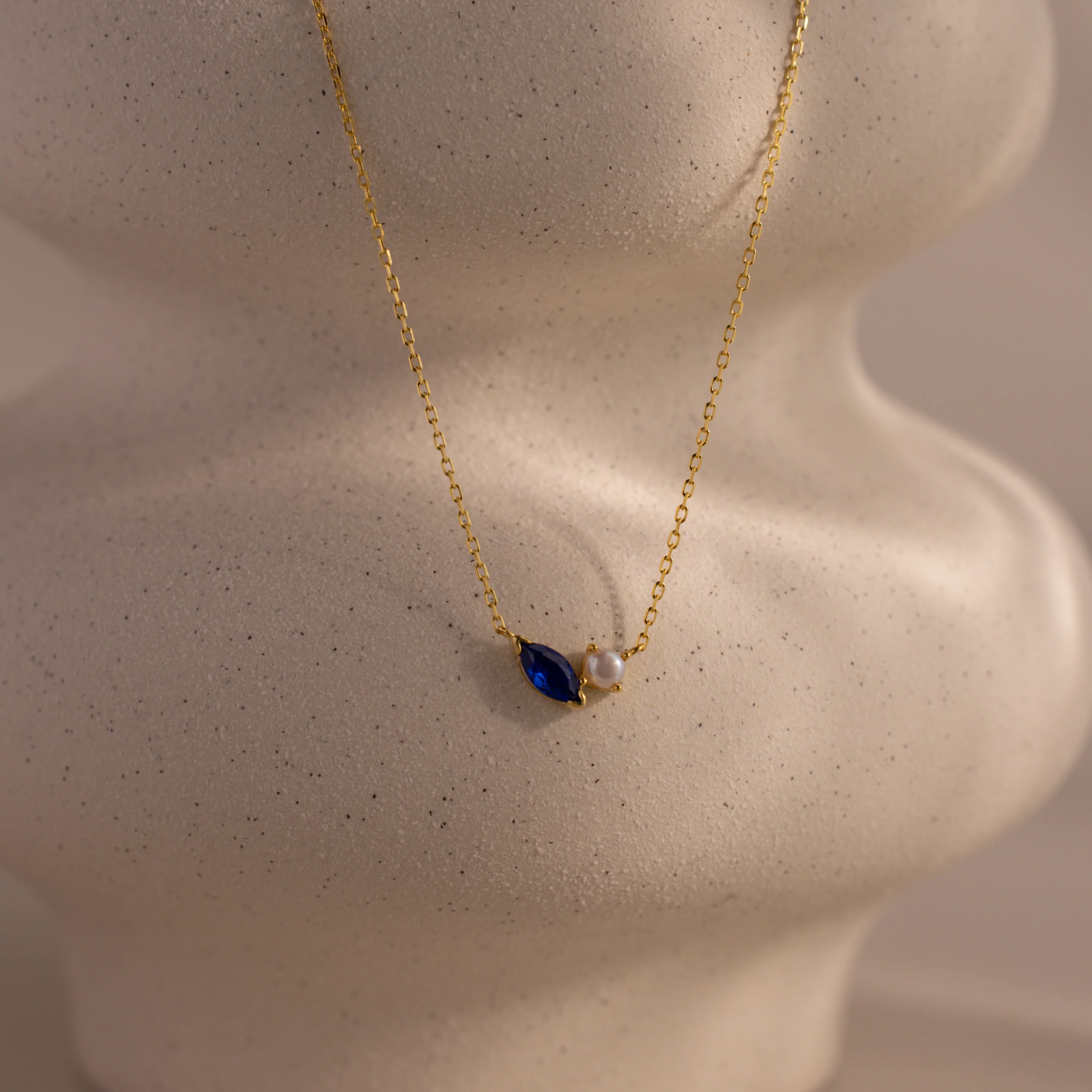 Marquise Sapphire & Pearl Necklace