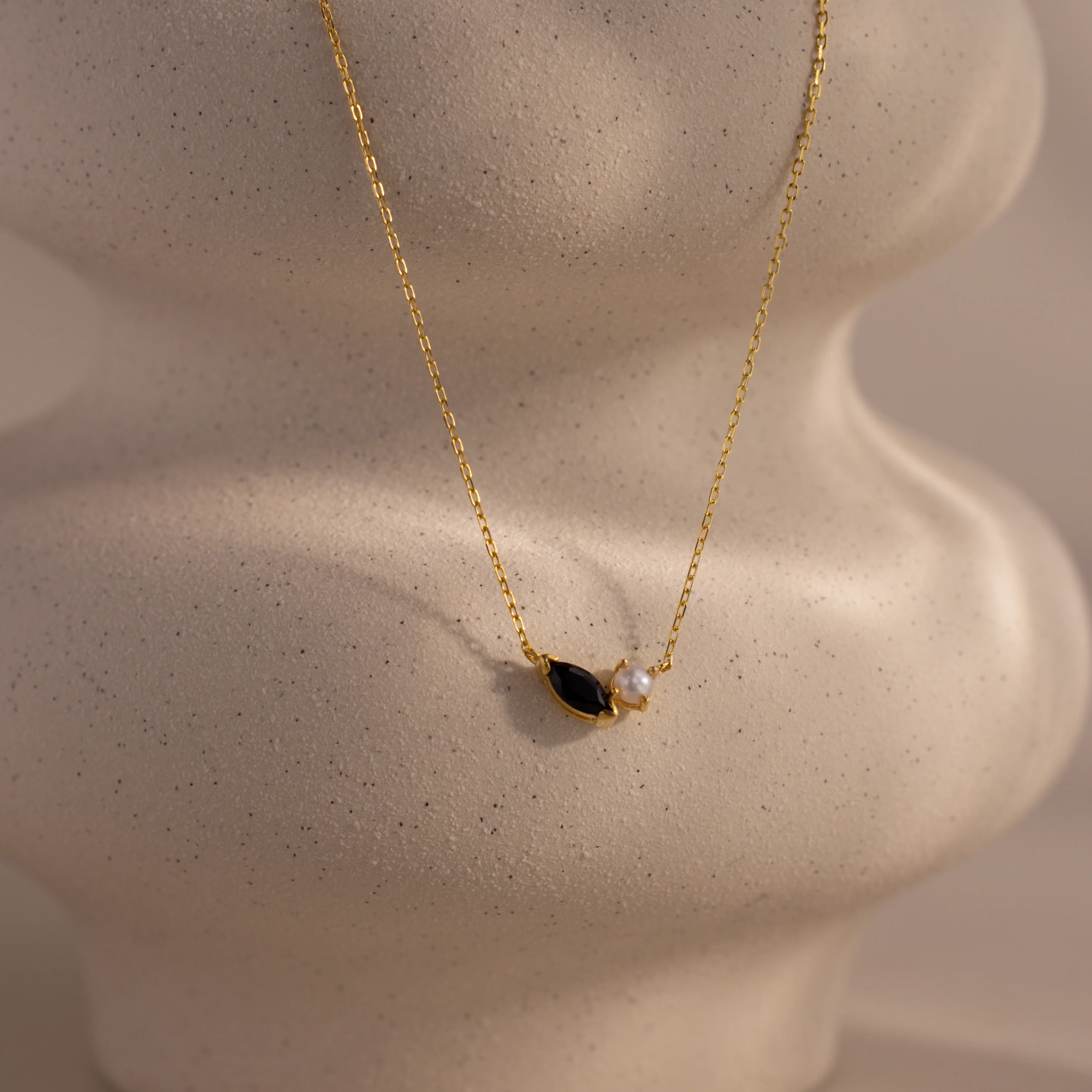 Marquise Onyx & Pearl Necklace