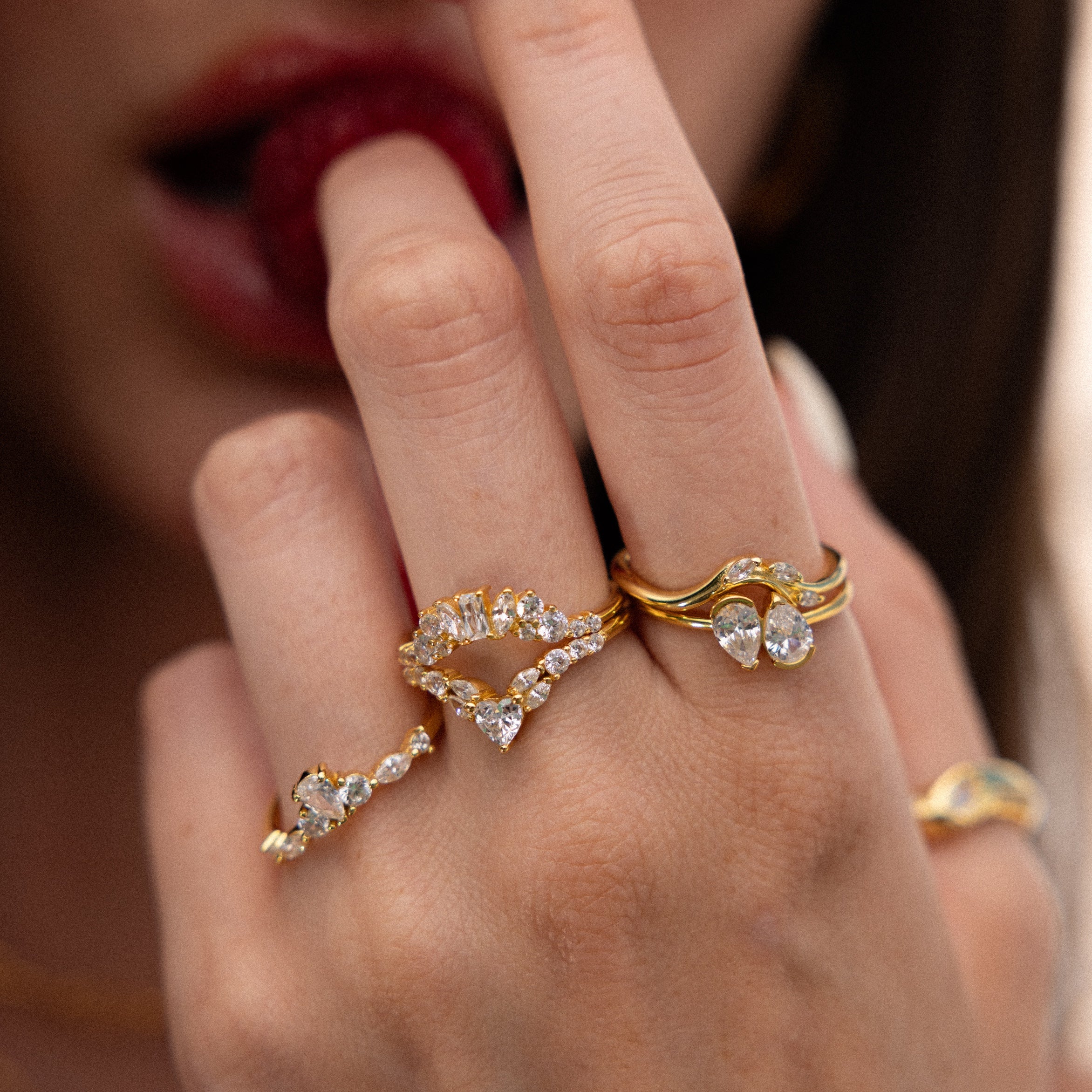 Marquise Diamond Curve Ring - Image 6
