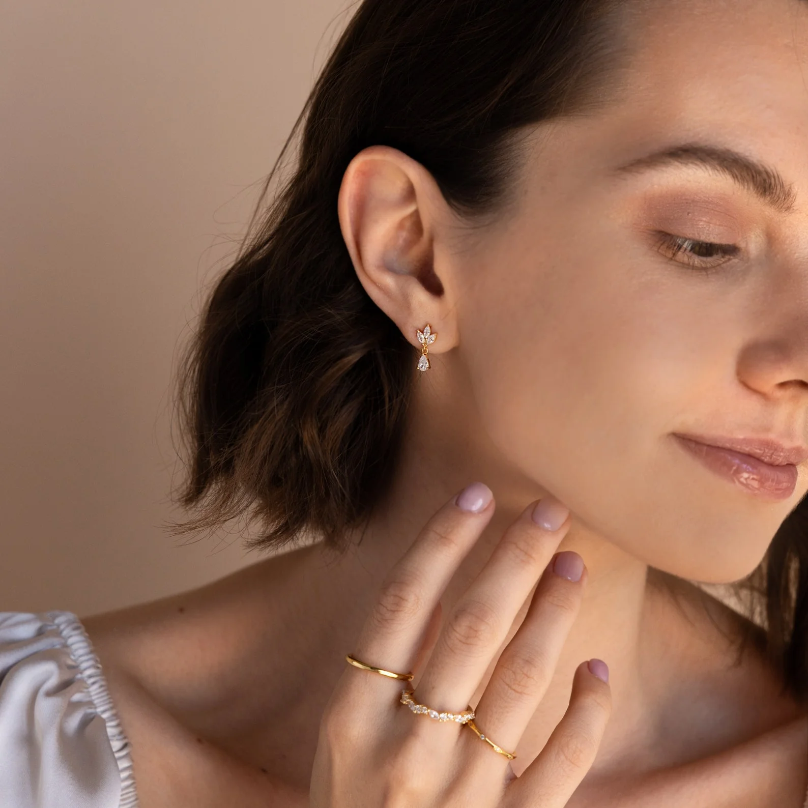 Marquise Diamond Drop Studs - Image 6