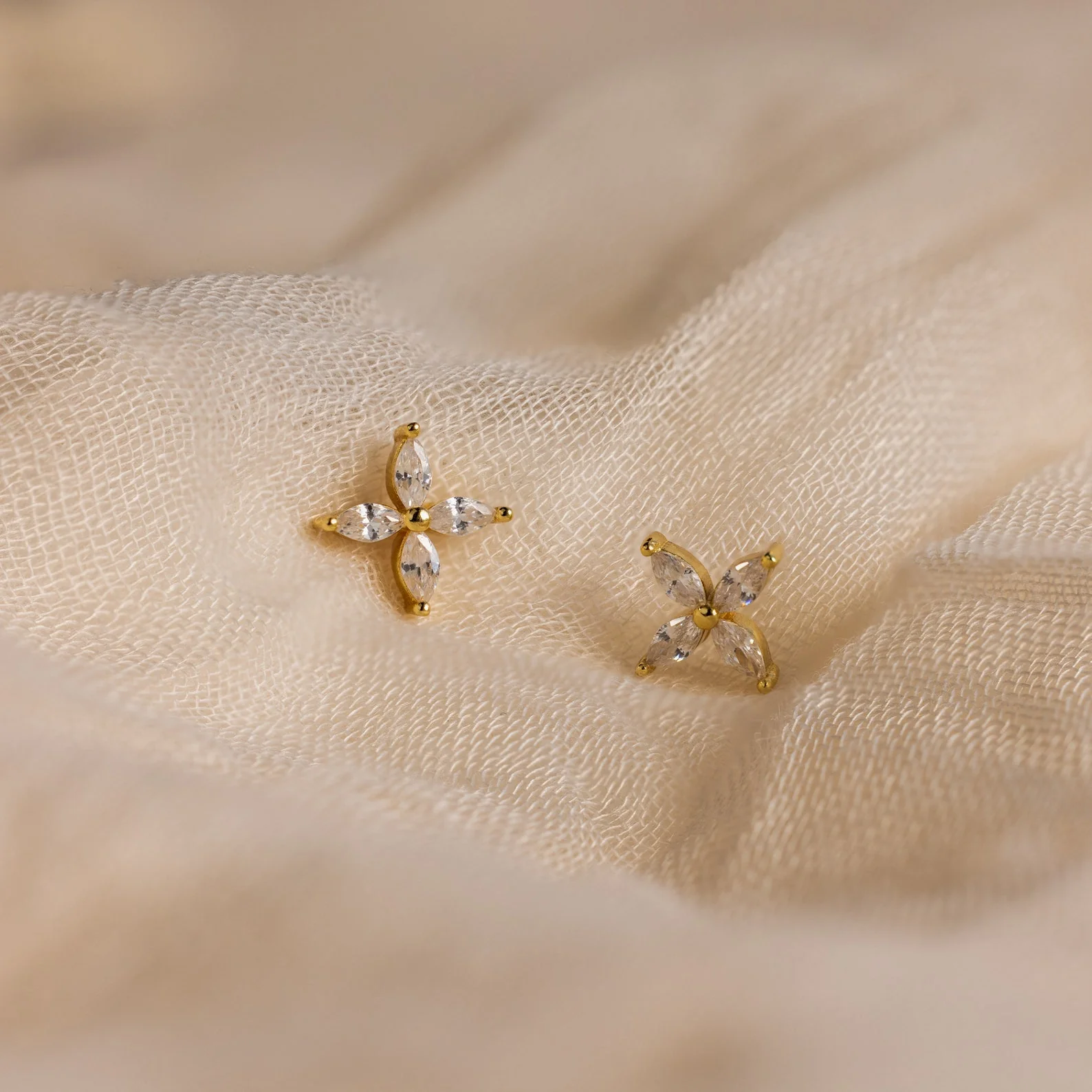Marquise Diamond Flower Studs - Image 8