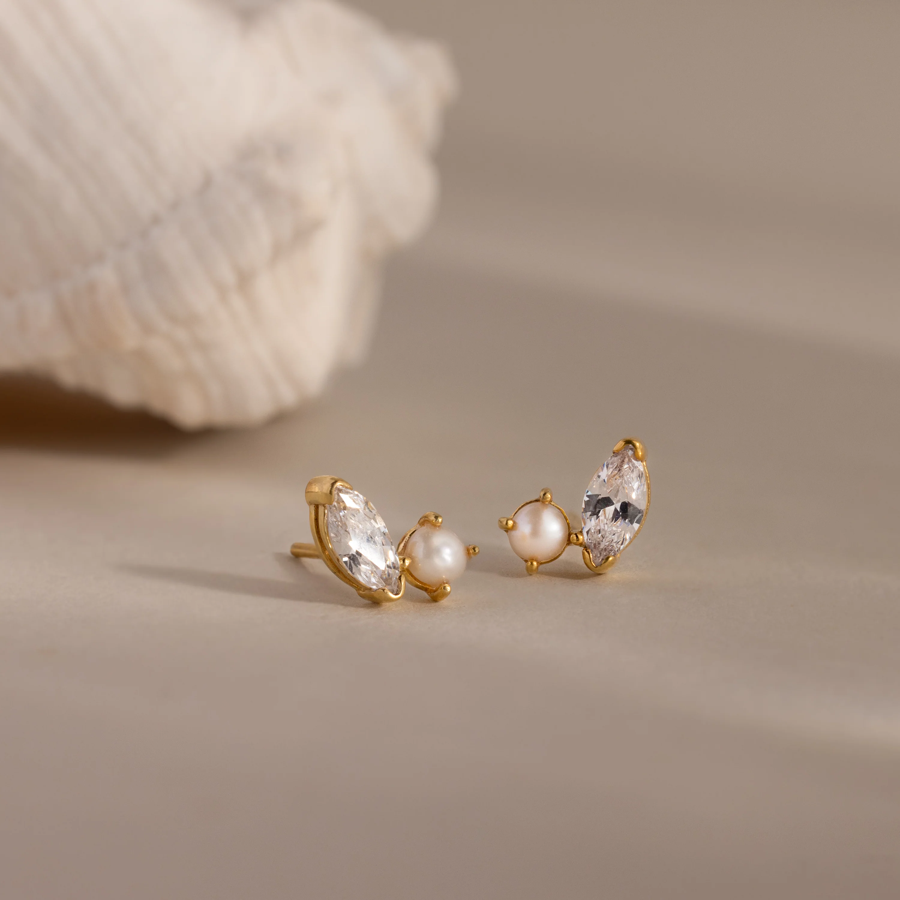 Marquise Opal & Pearl Studs