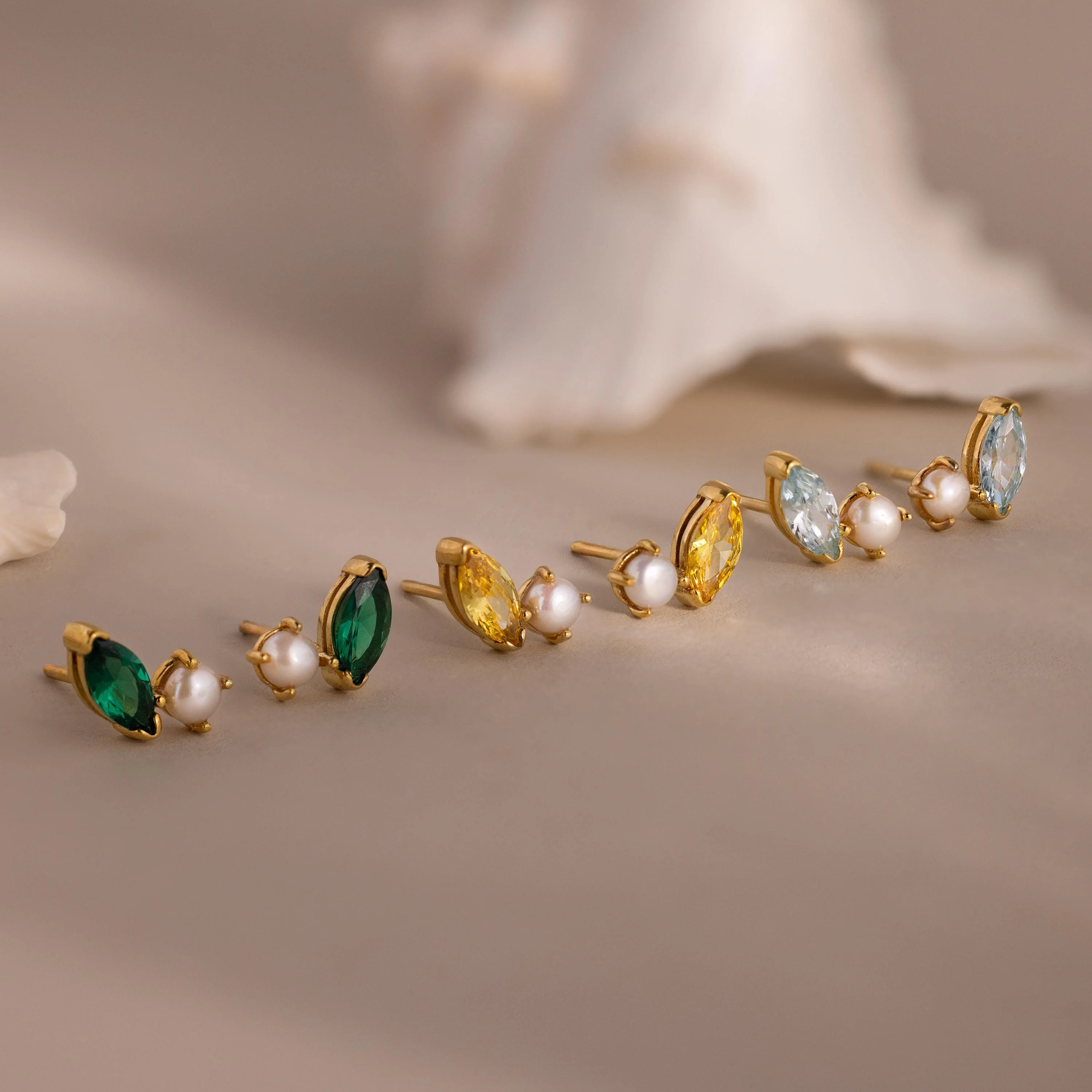 Marquise Garnet & Pearl Studs - Image 3