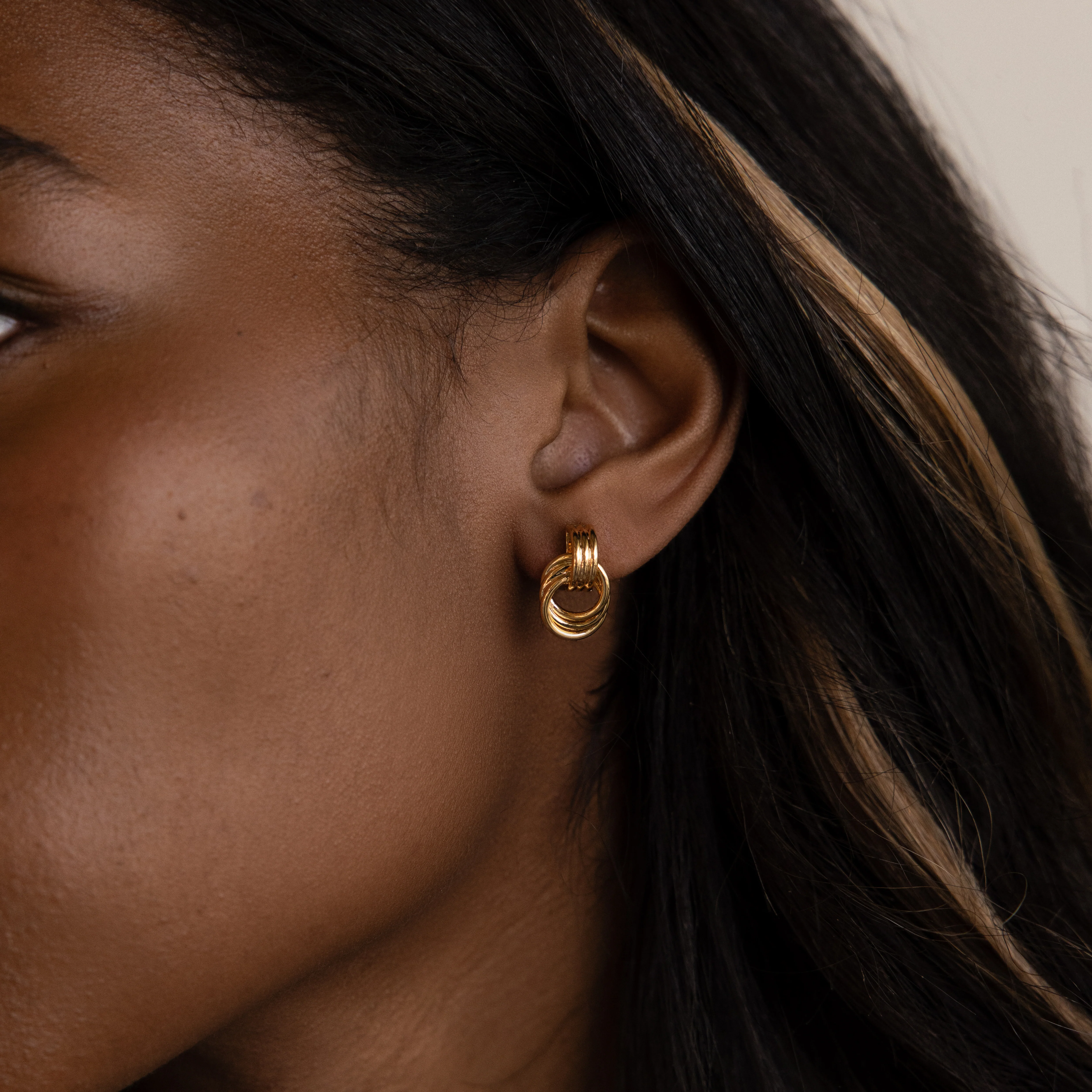 Micro Triple Knot Earrings in 18K Gold